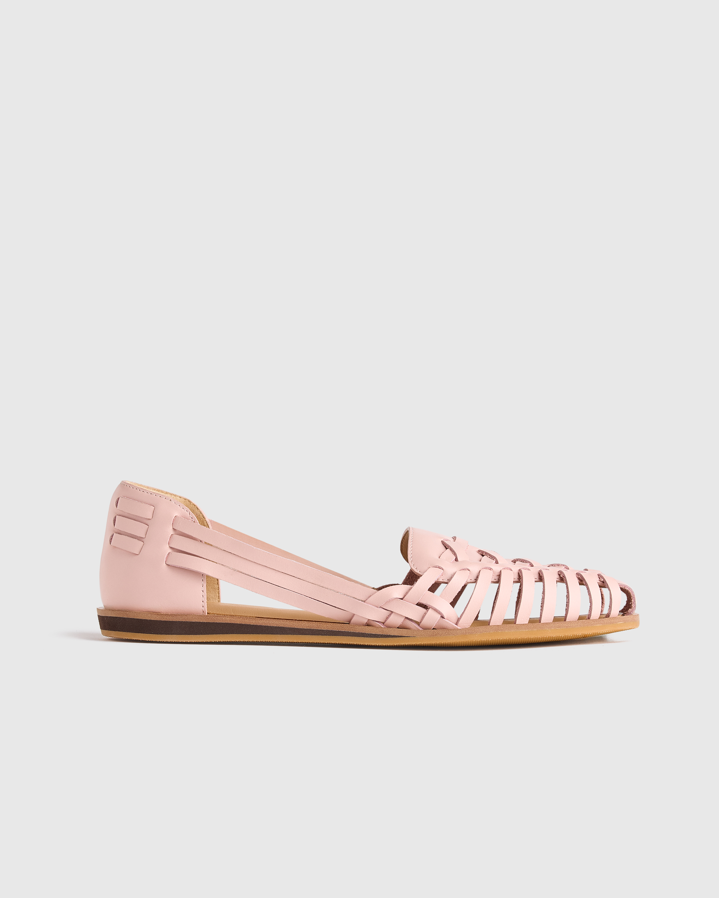 Shell Pink 100% Leather Huarache Flat
