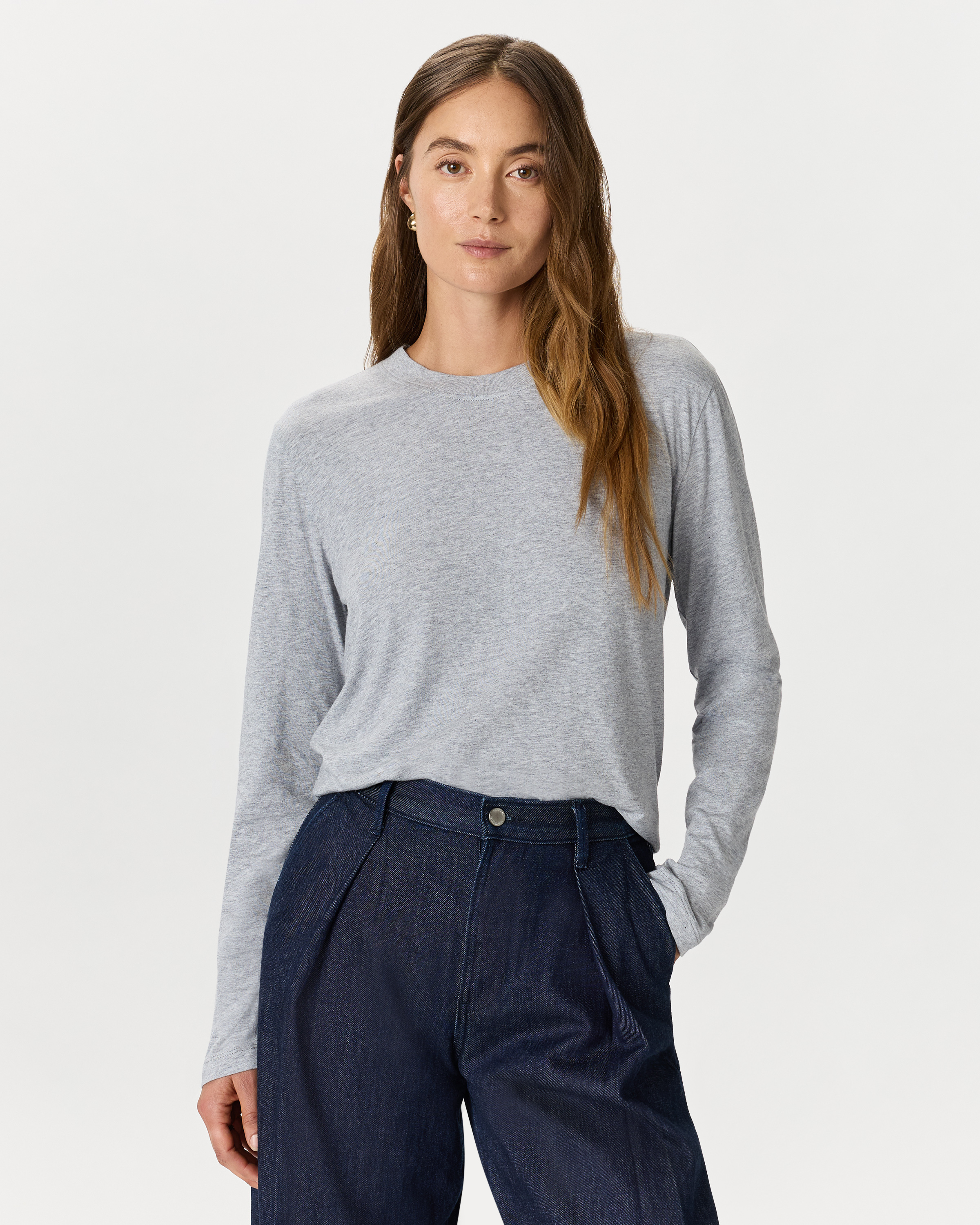 Quince Women's Cotton Modal Relaxed Long Sleeve T-shirt In Gray