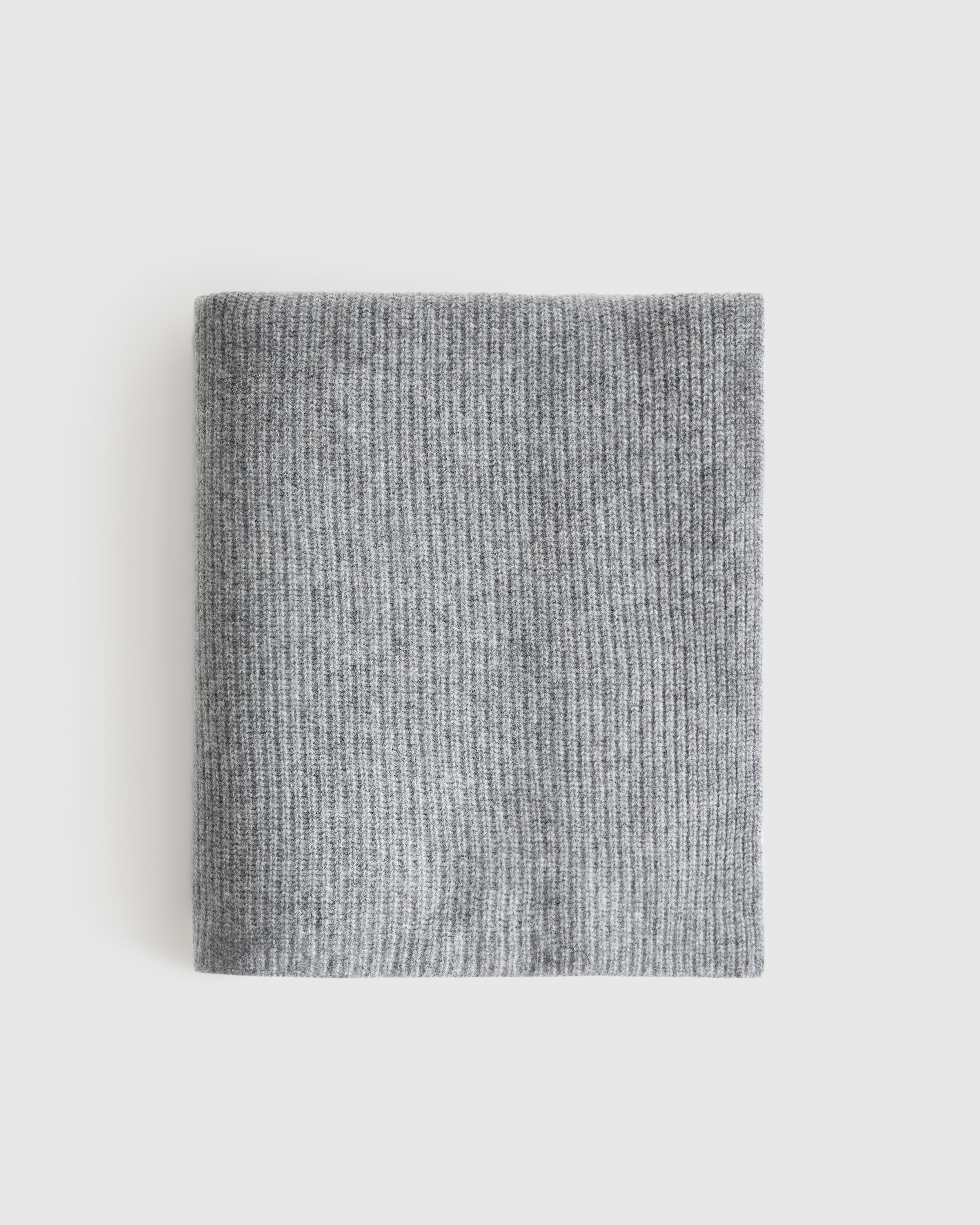 Heather Grey Ribbed Knit Cashmere Throw