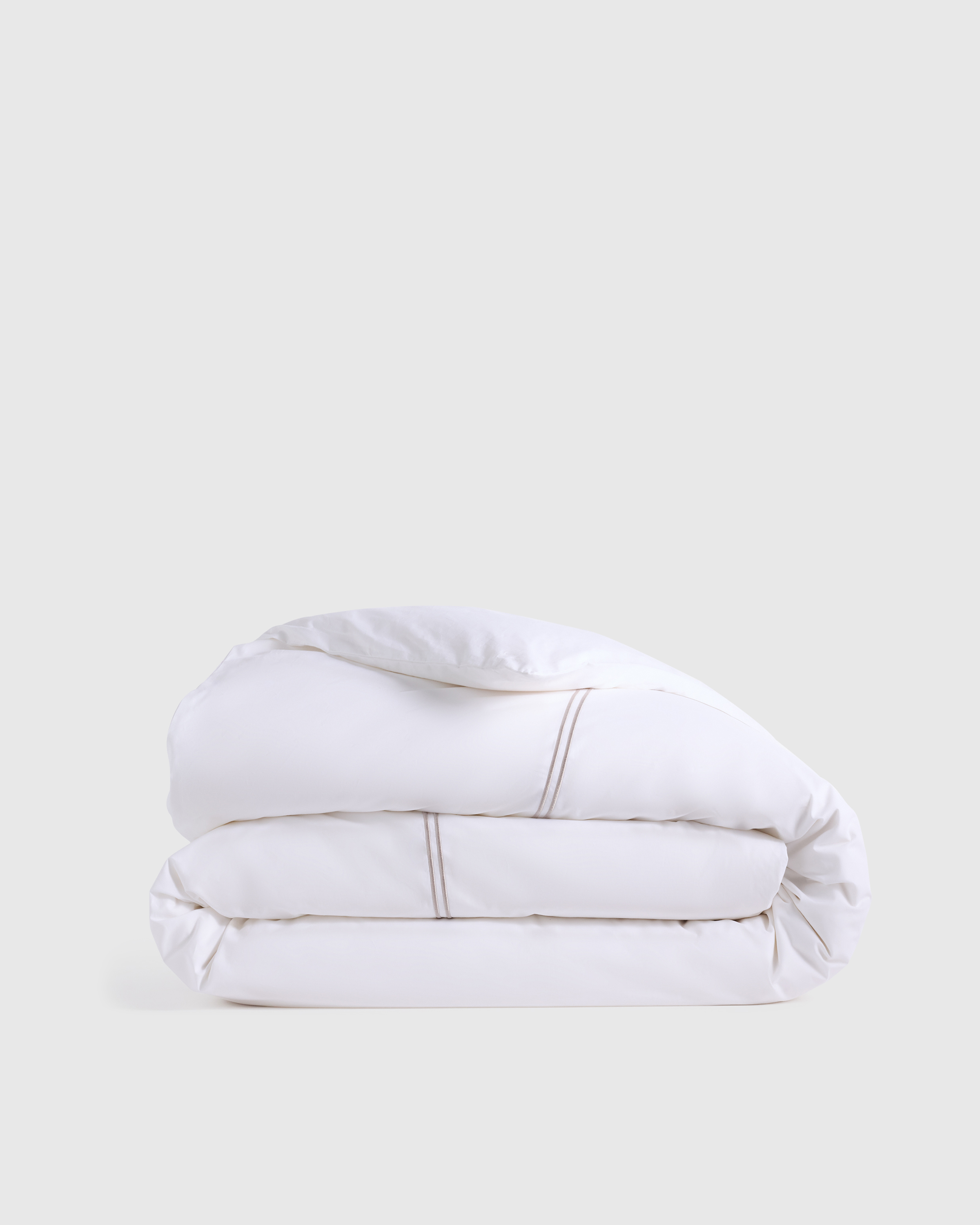 White/Dove Classic Organic Percale Embellished Duvet Cover