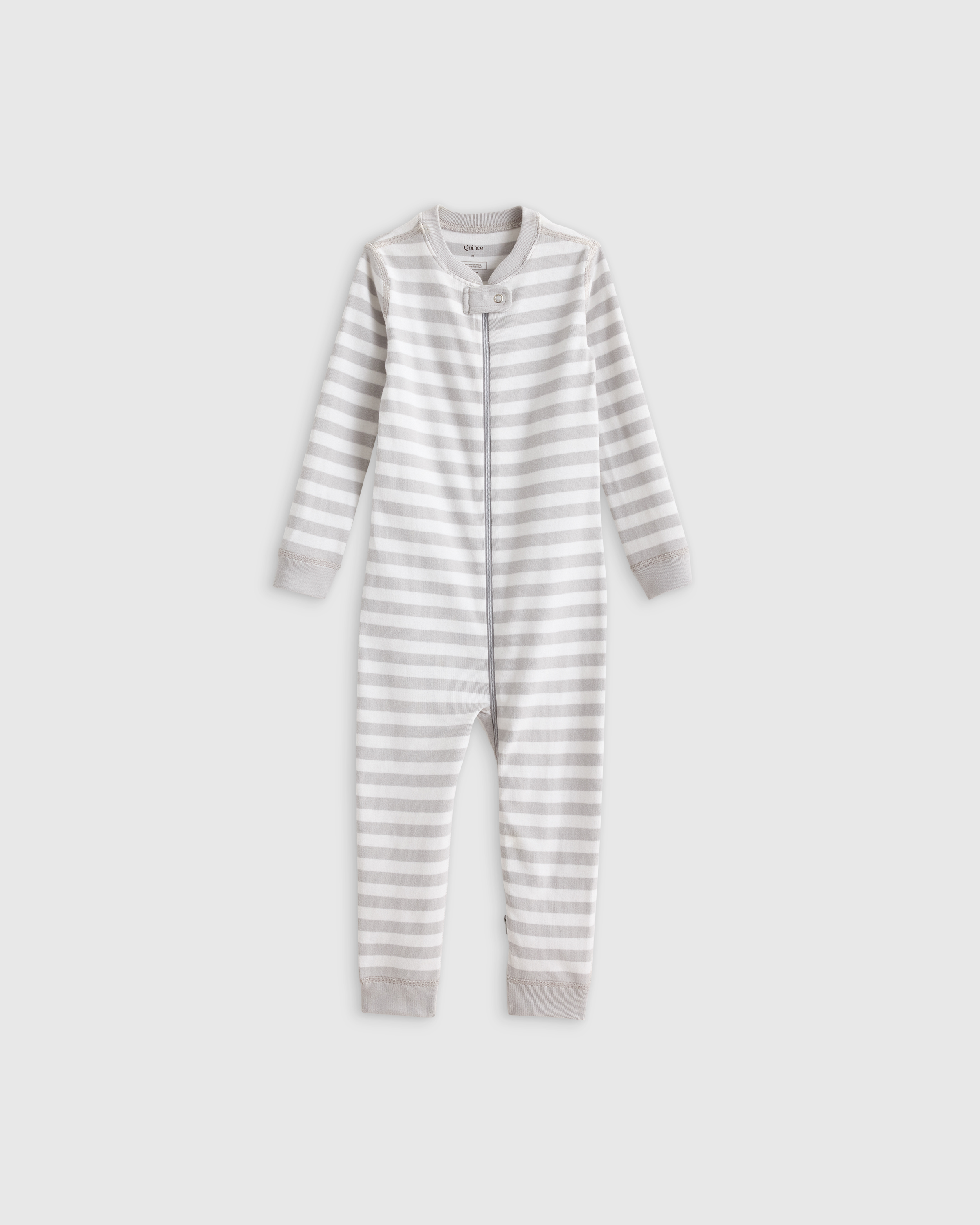 Quince One Piece Pajama In Grey Stripe