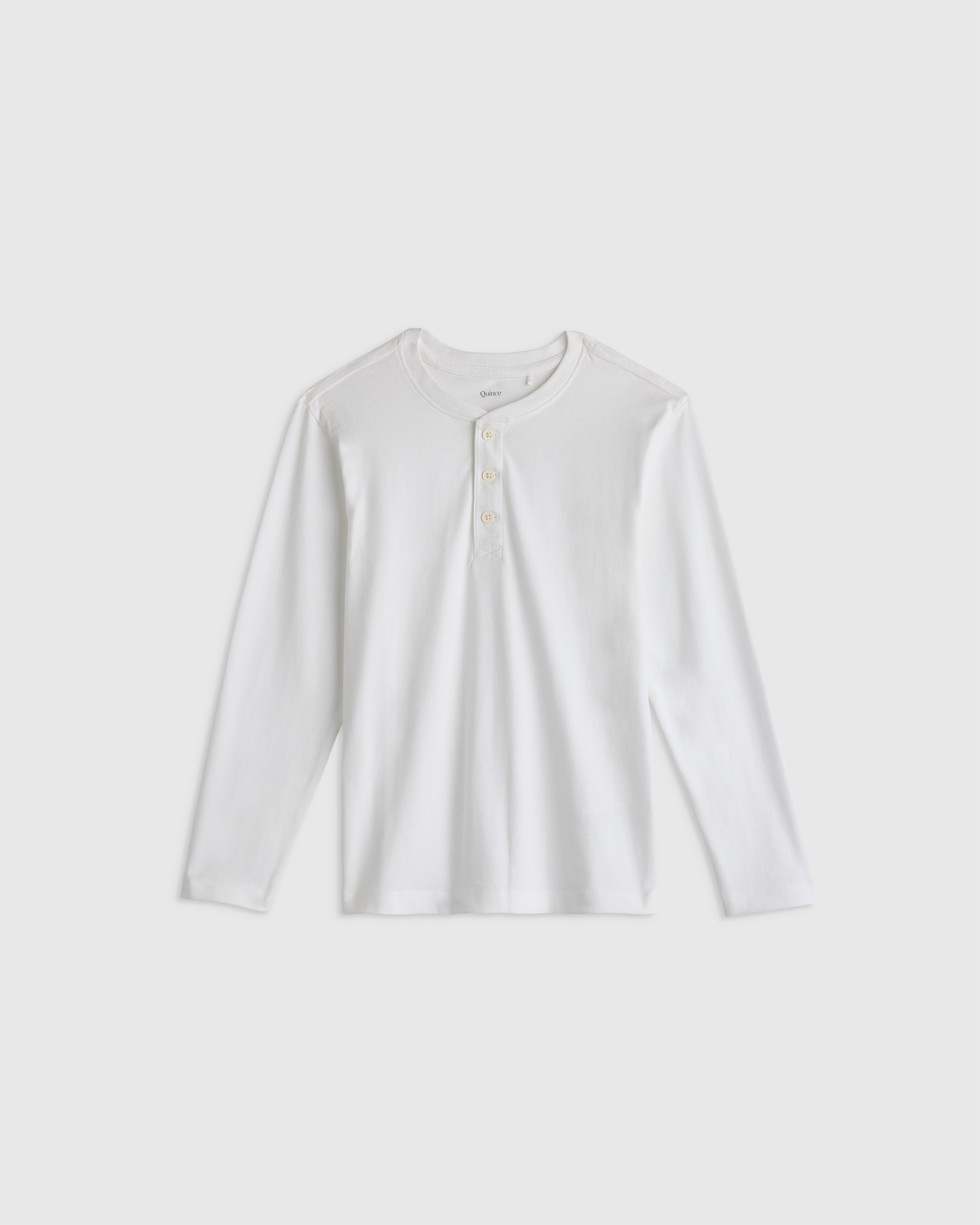 White T-shirt Henley à manches longues 100 % coton biologique