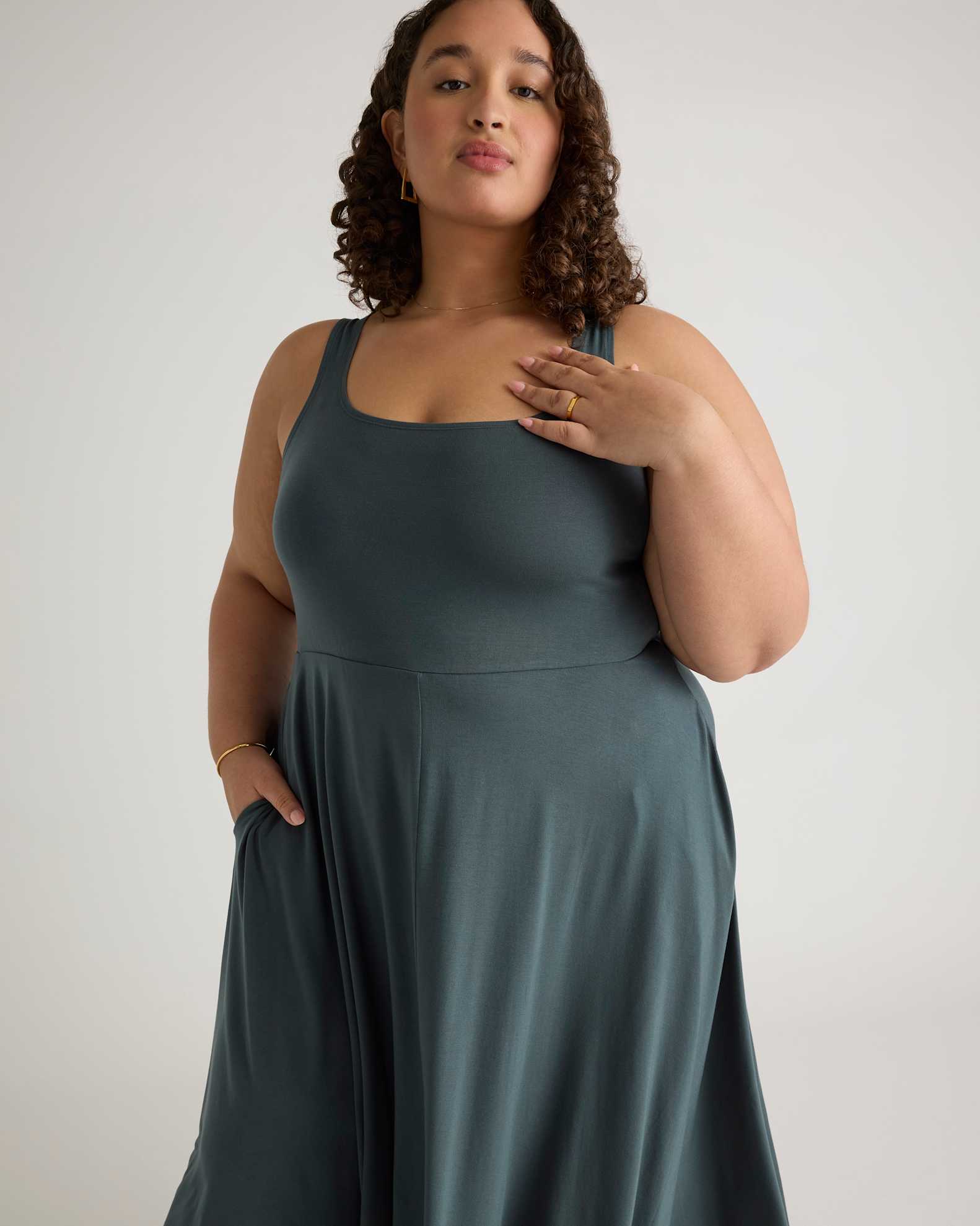 jersey dress plus size Voll Draped Metallic Gown skimming fit Tencel Jersey Fit & Flare