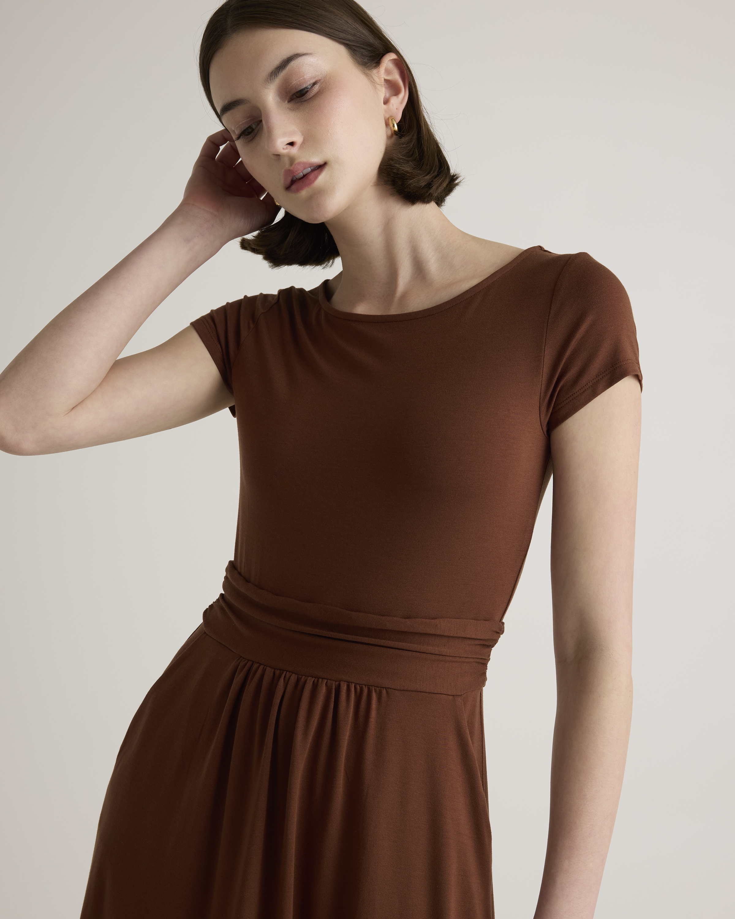 Tencel Jersey Ruched Waist Dress