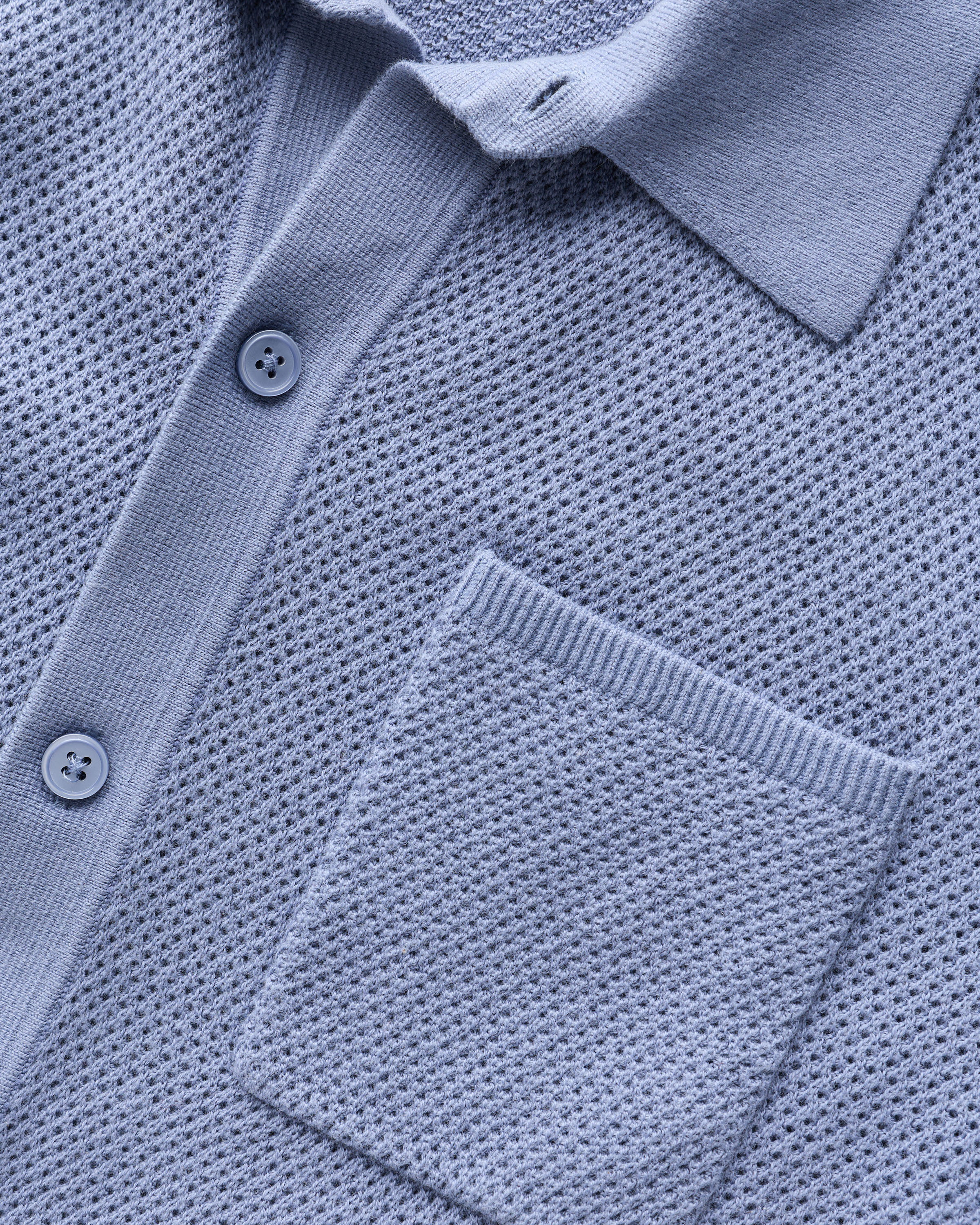 100% Organic Cotton Mesh-Stitch Button-Up Sweater Polo in