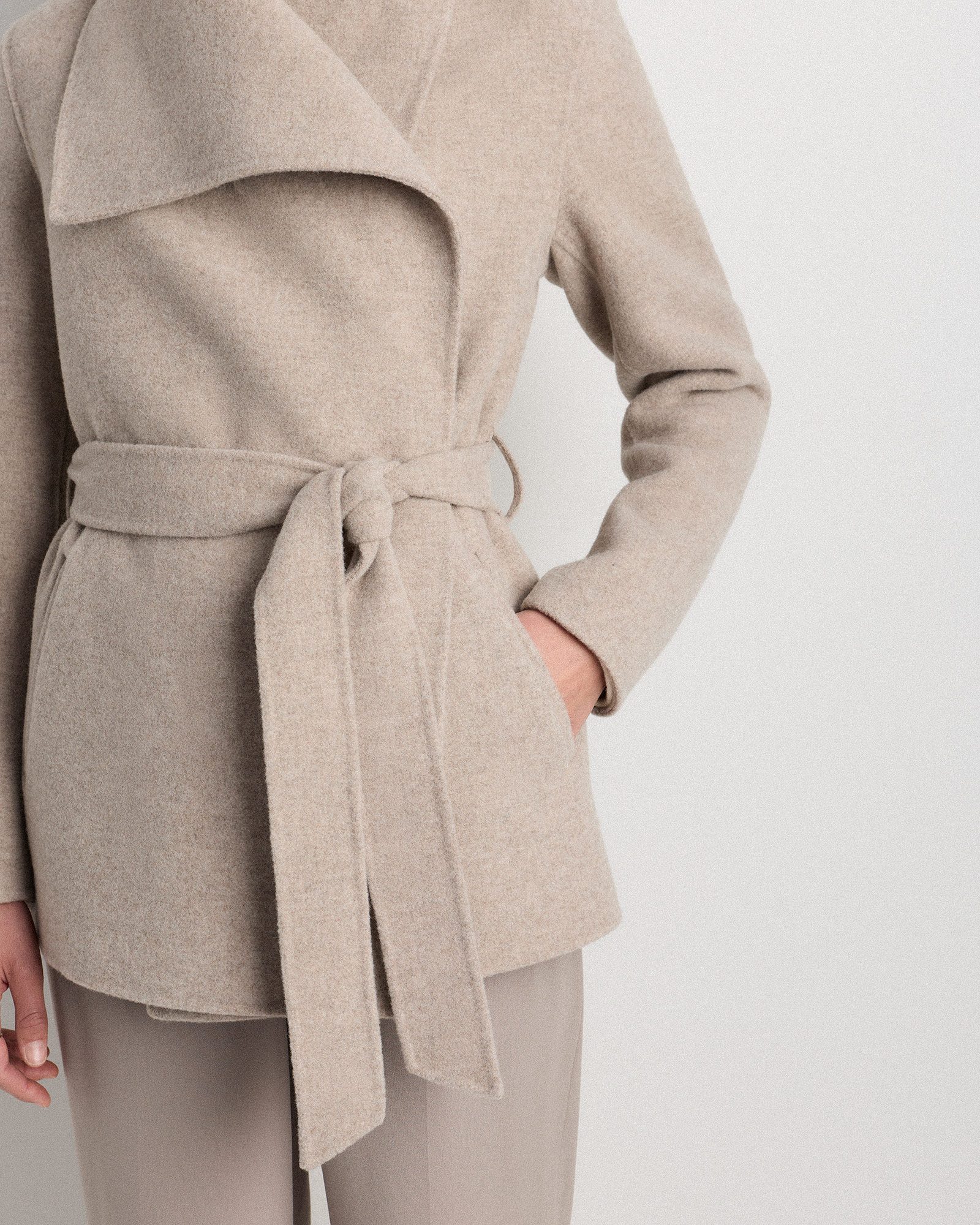 3MAN 21AW Half Wrap Coat SIZE S 定価28万円 Double-Faced Merino Wool Draped Collar Short Wrap Coat