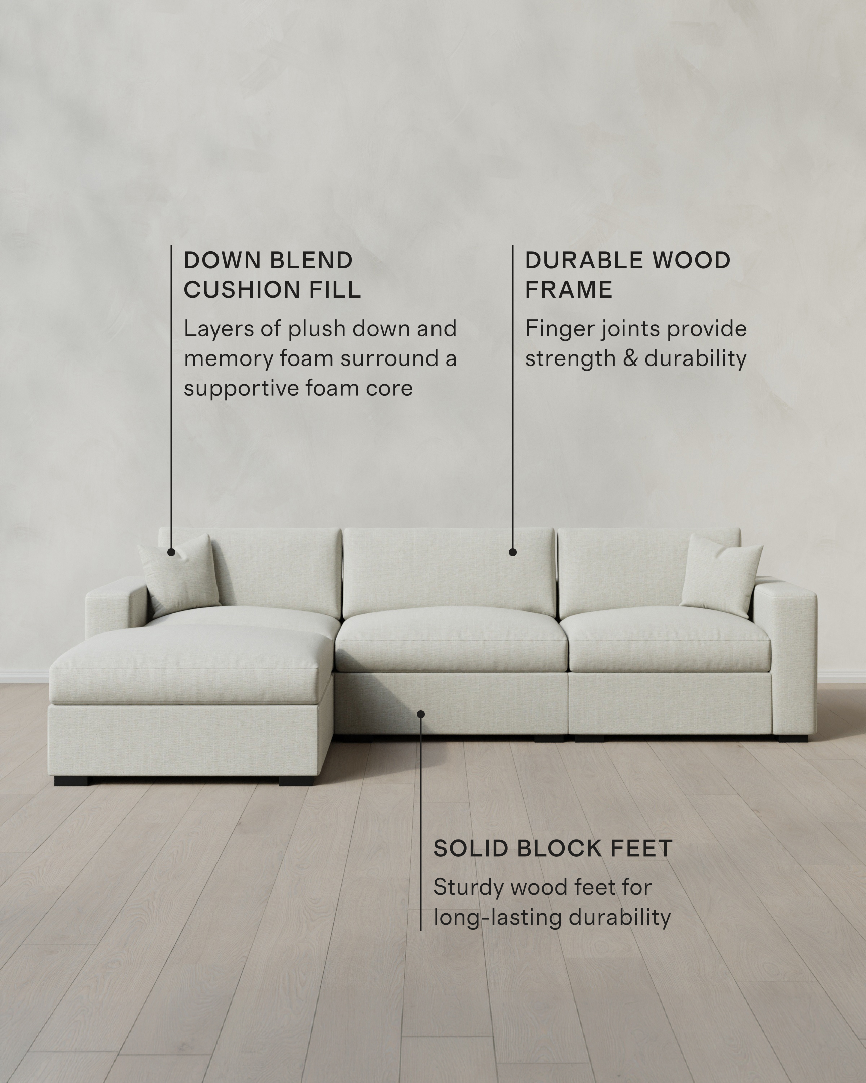 Oasis 4-Piece Chaise Sectional in Performance Chenille-Linen Blend in ...