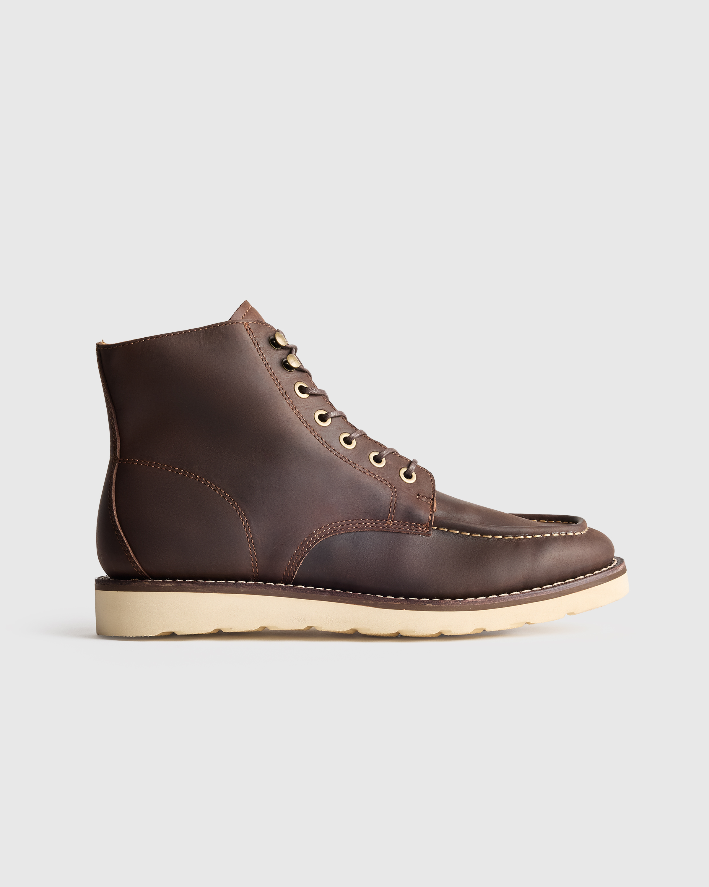 Dark Chocolate Crafted Leather Moc Toe Boot