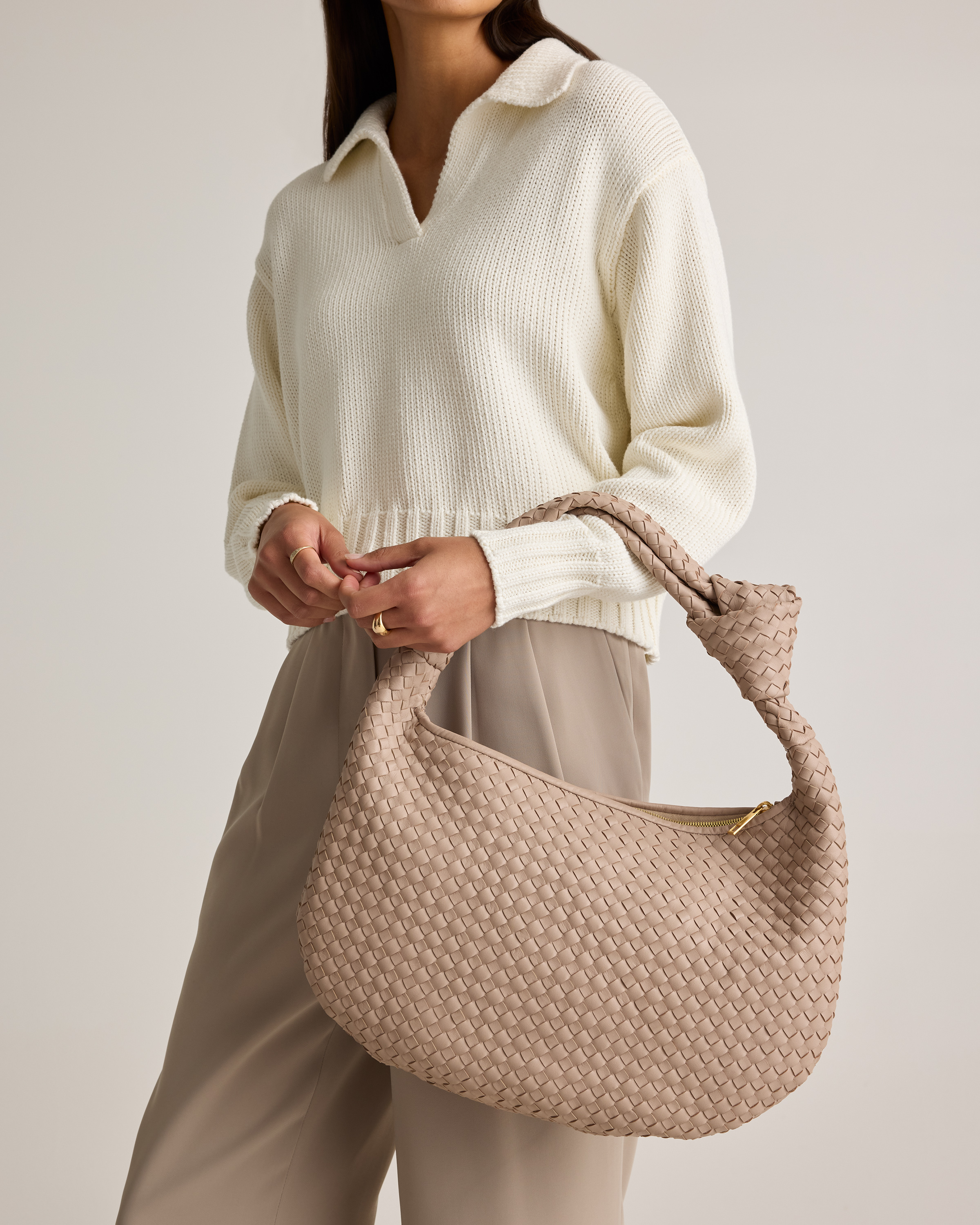 Italian Leather Handwoven Slouchy Shoulder Bag