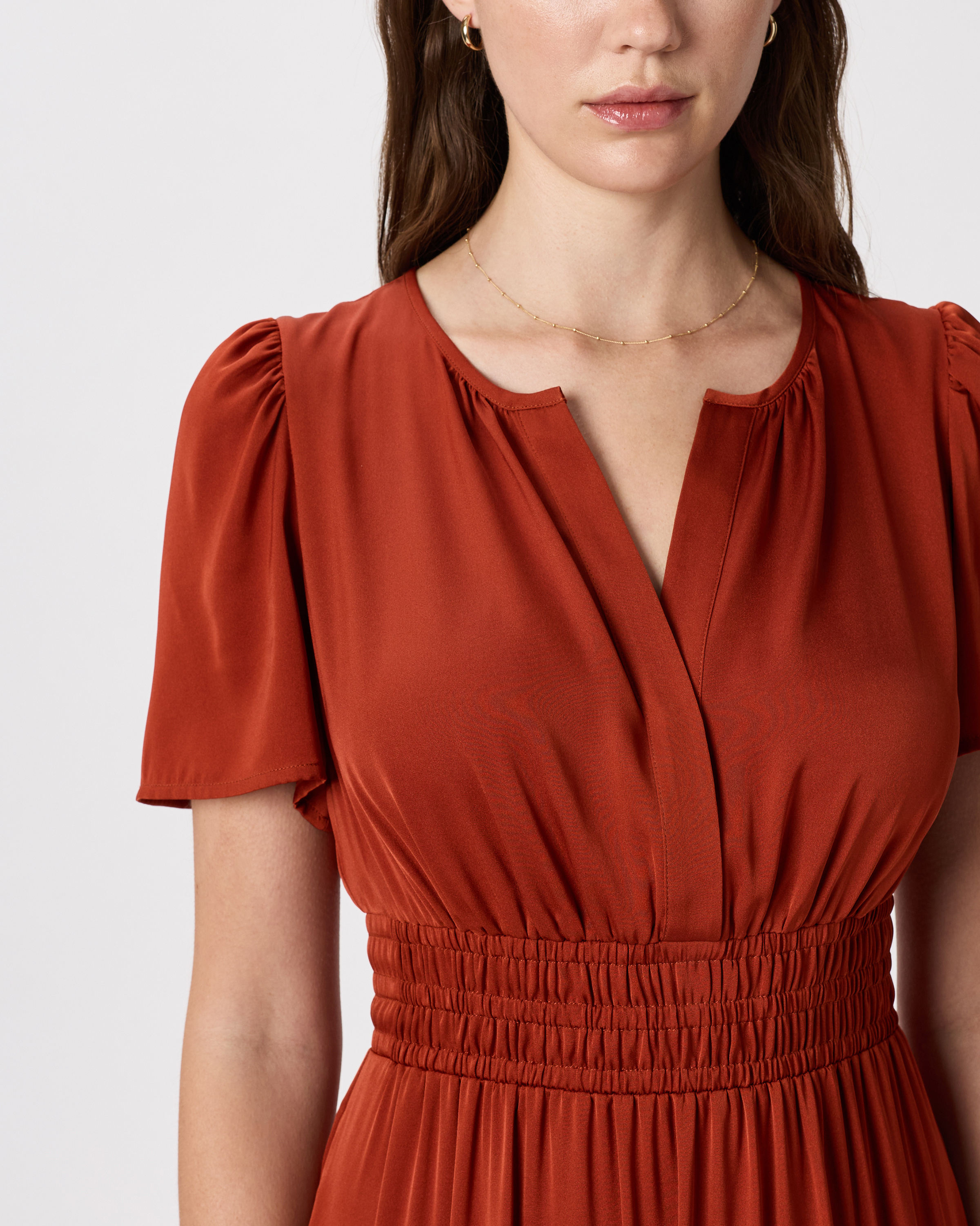 Women's Washable Stretch Silk Tiered Maxi Dress in Paprika Red, Size XL by Quince