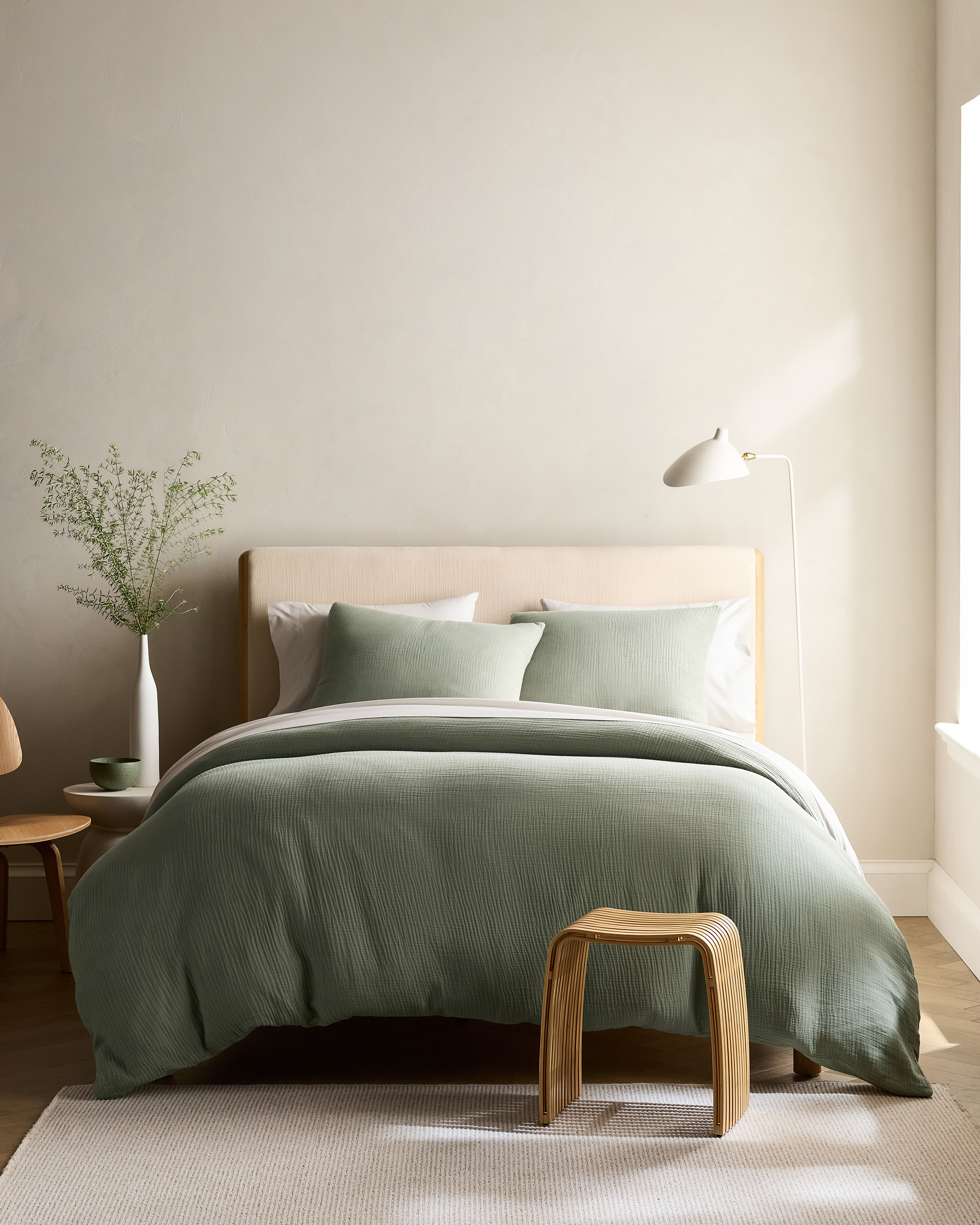 Dried Sage Organic Airy Gauze Duvet Cover Set