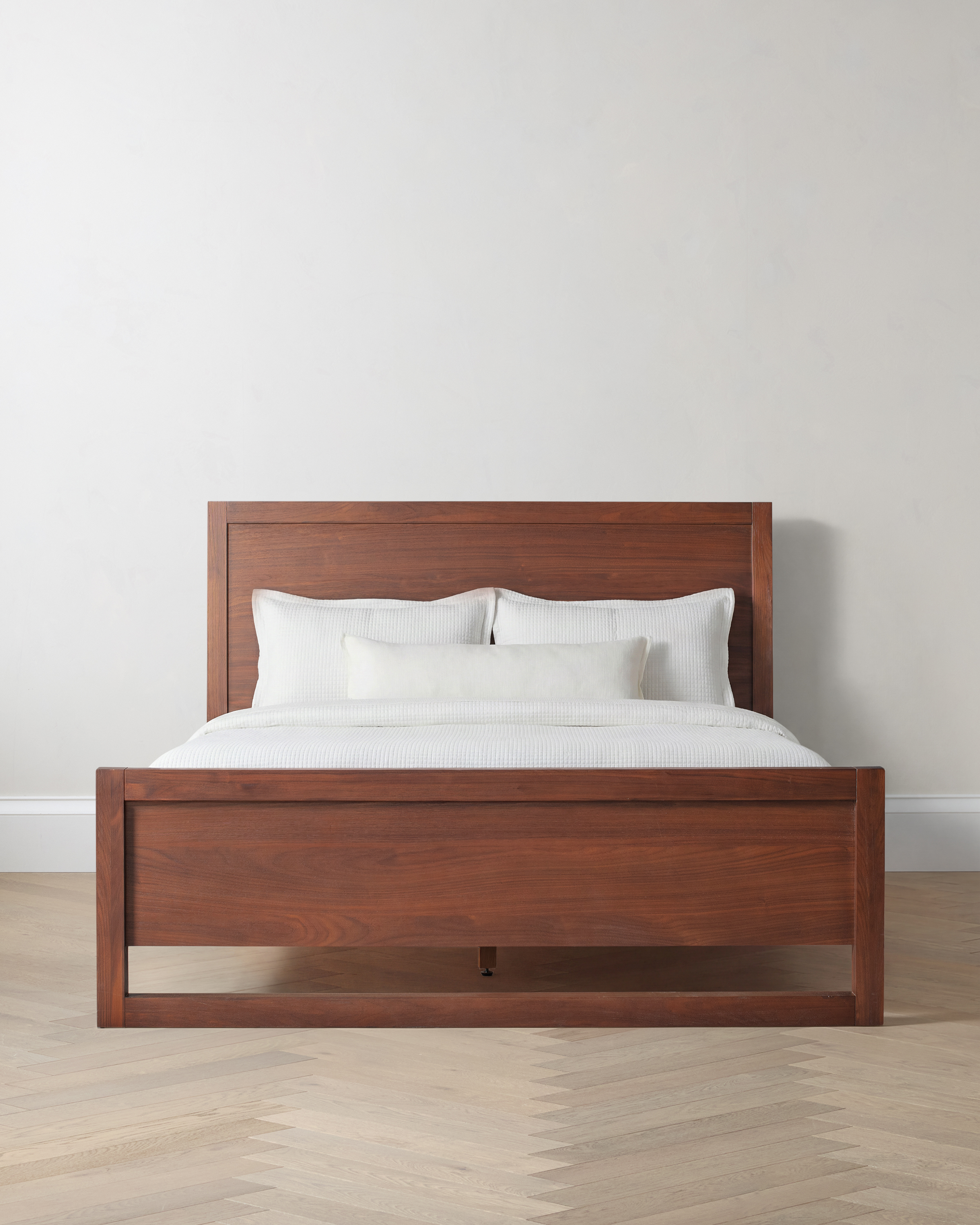 Walnut Brown Solid Wood Frame Bed
