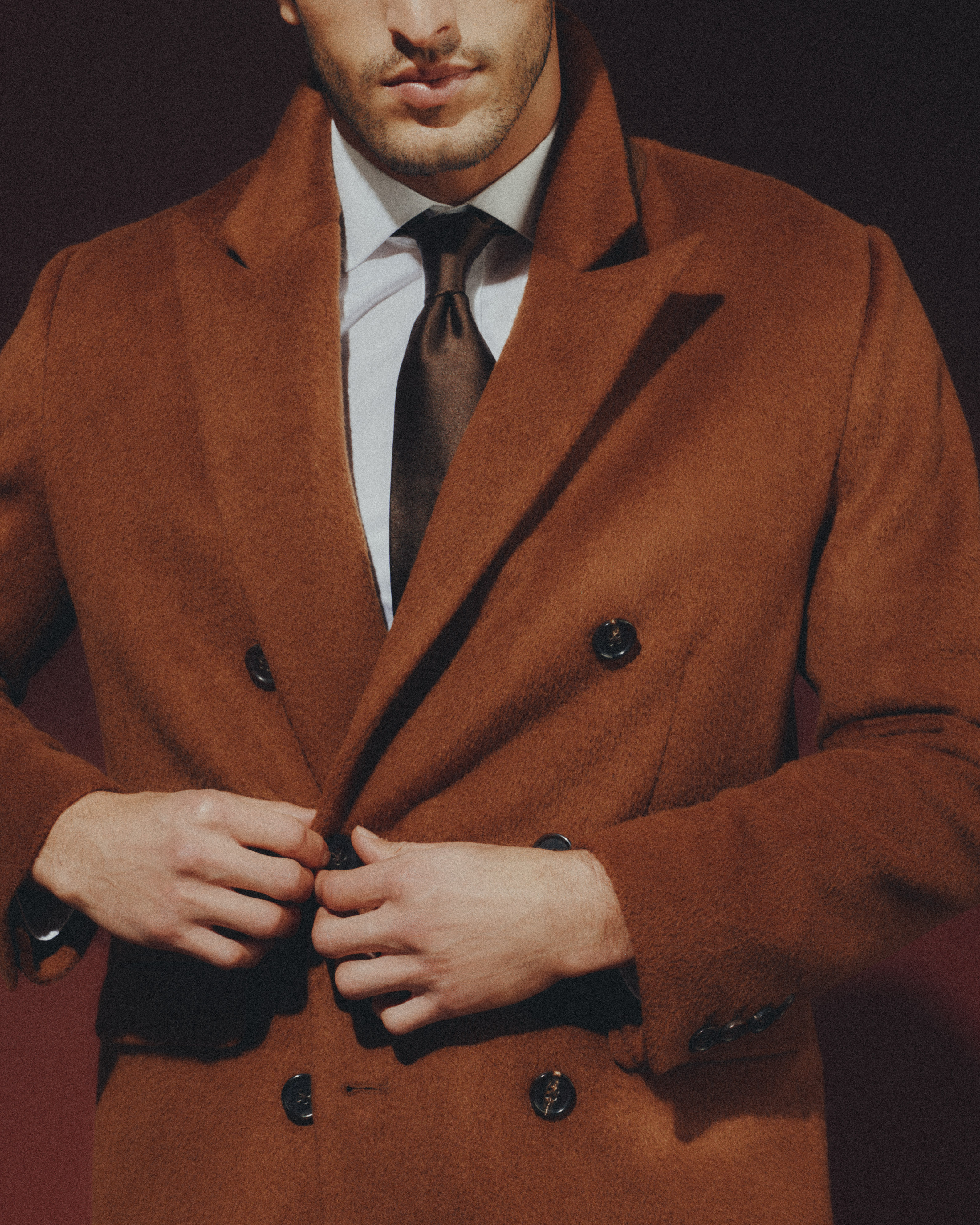 Camel Hair Double-Breasted Overcoat in Vicuna