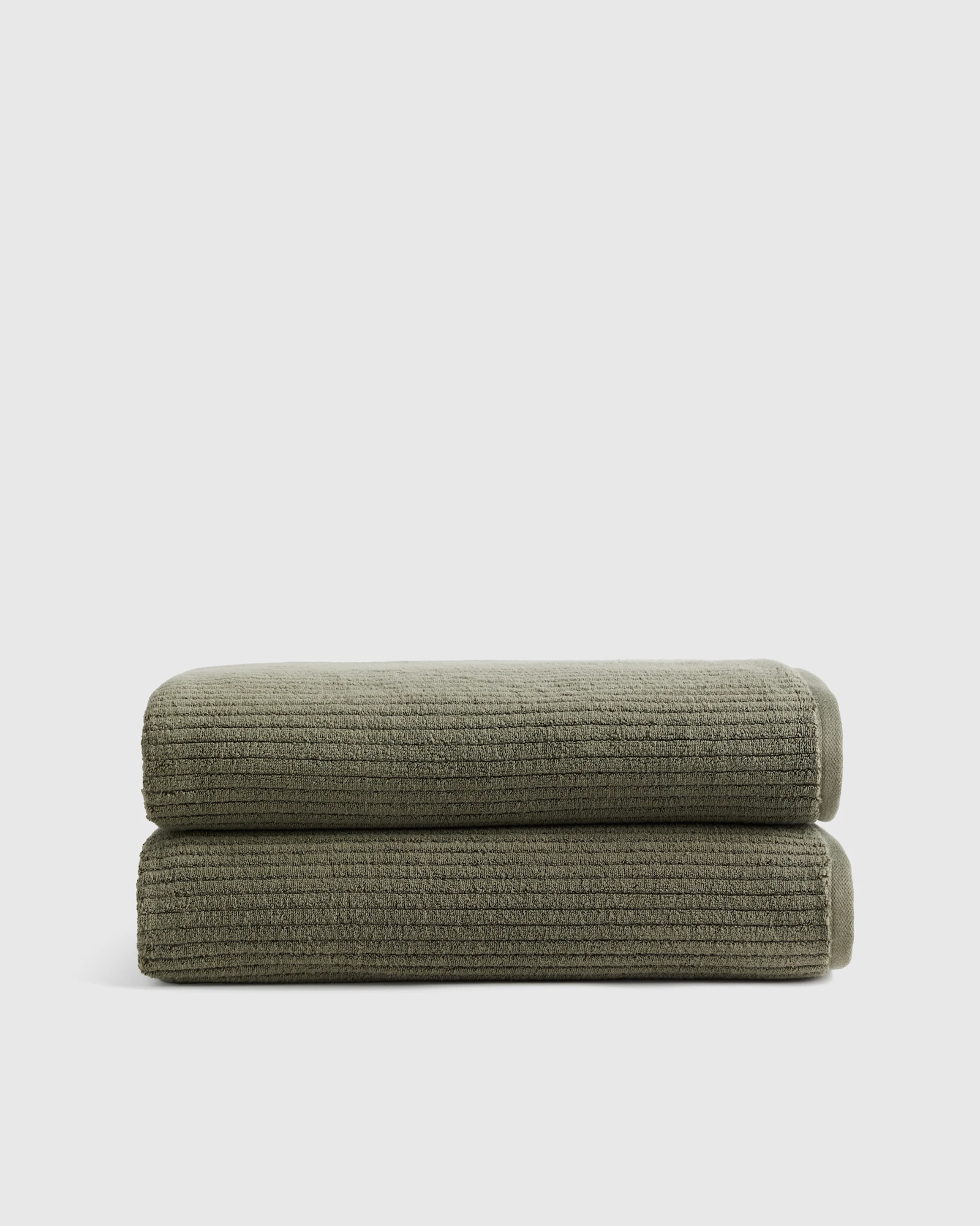 Ribbed Organic Turkish Cotton Bath Sheet (Set of 2) - Dusty Olive