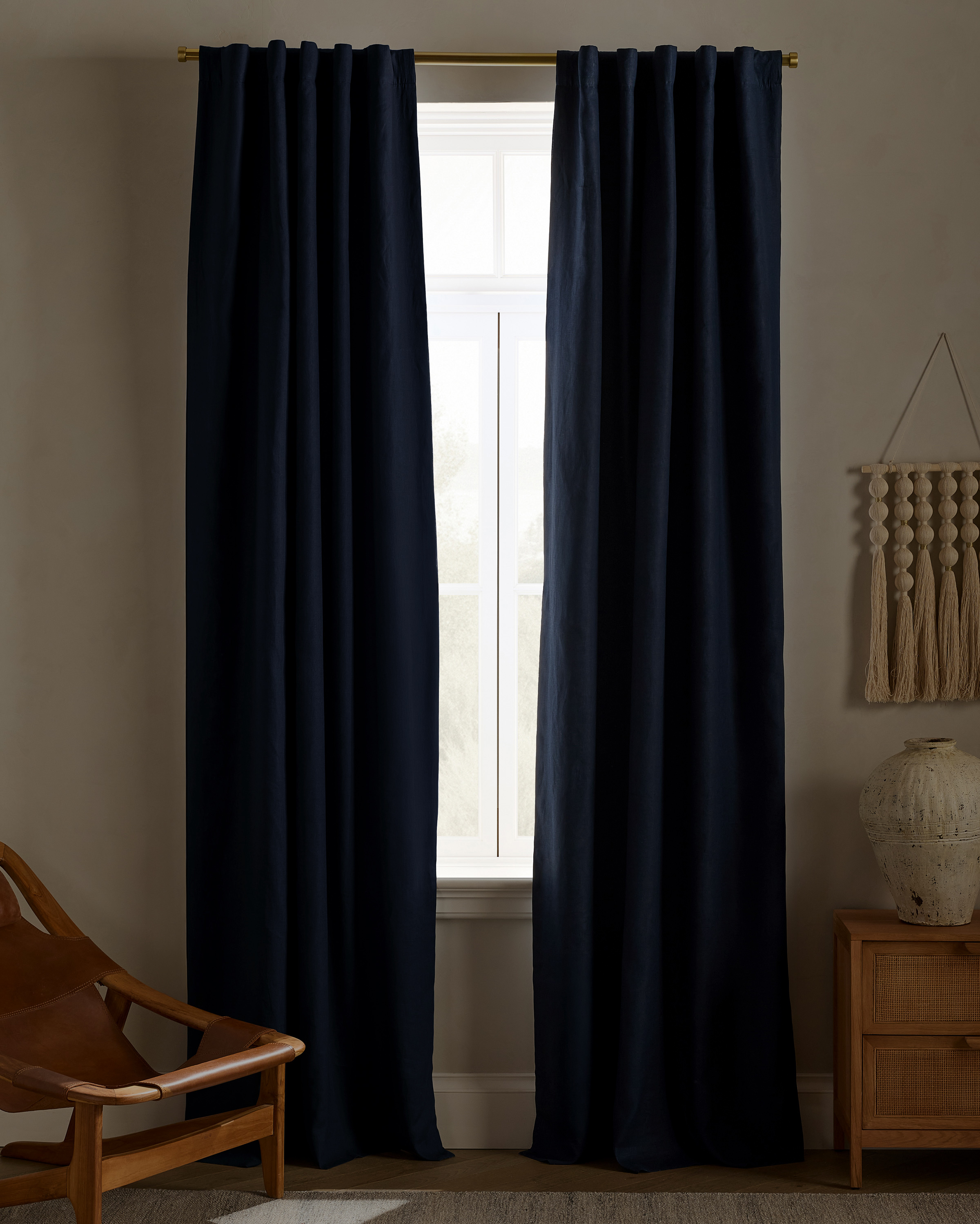 Navy Rideau occultant total en lin européen