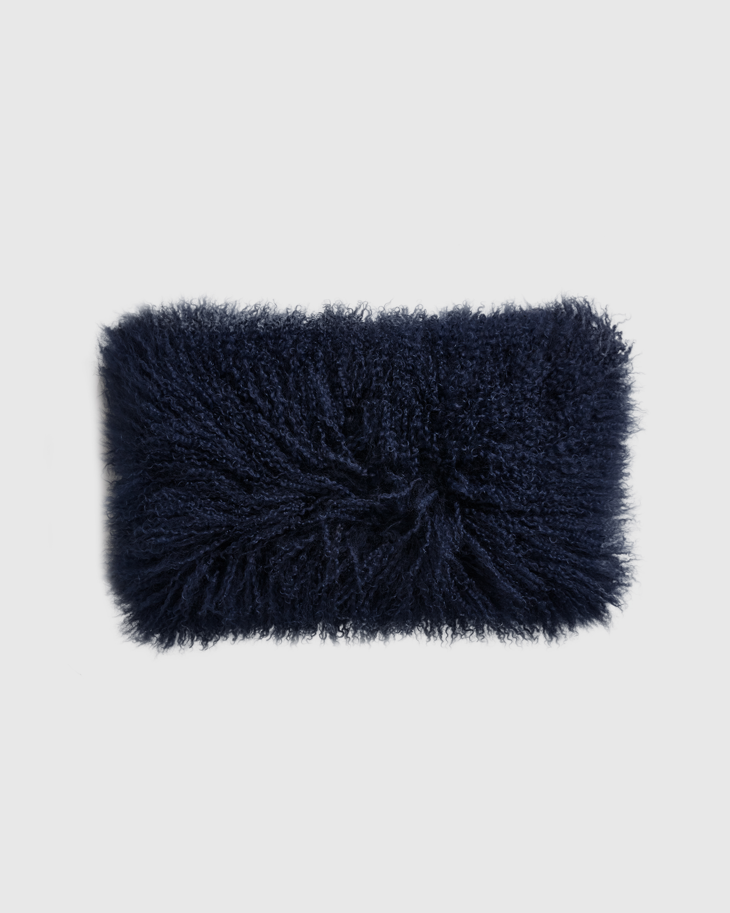 Luxe Mongolian Lamb Lumbar Pillow Cover, 12x20, Indigo Blue