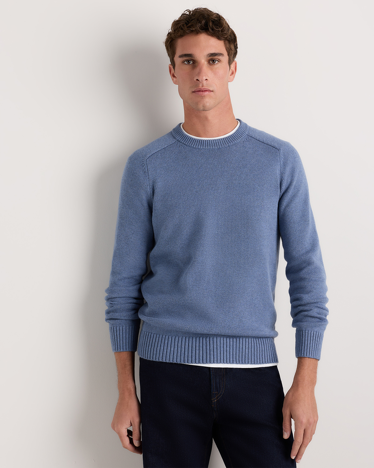 Moonstone Blue Pull ras du cou en 100 % coton biologique