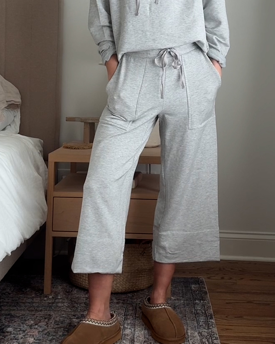 SuperSoft Fleece Cropped Wide Leg Pants HeatherGrey VictoriaSchneider 4x5 Thumbnail (2)