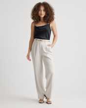 Stretch Crepe Pleated Wide Leg Pants