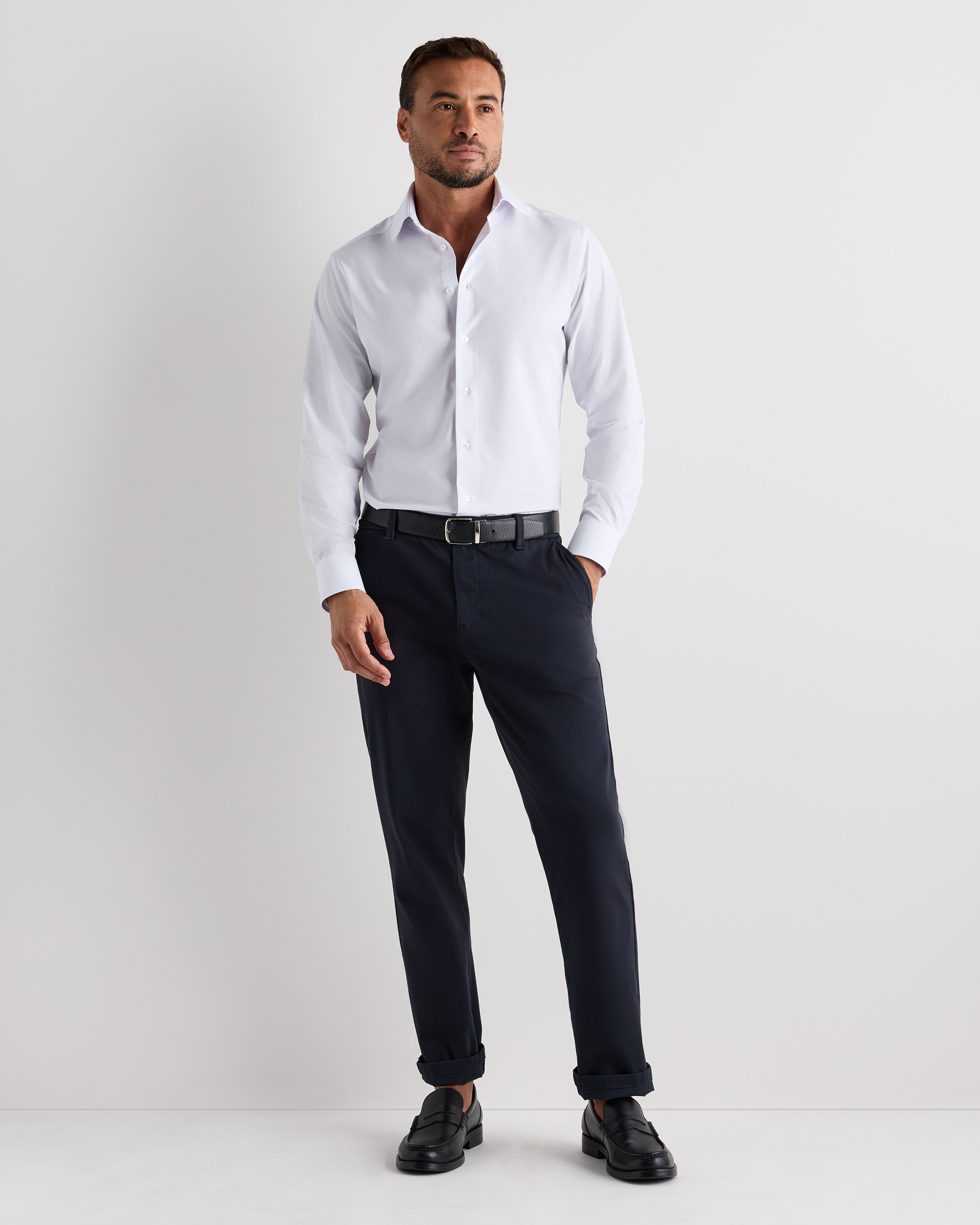 slim fit dress slacks Classic Fit Blue Herringbone Non-Iron Men's Dress Shirts – Wilkes & Riley,  LLC main image 0