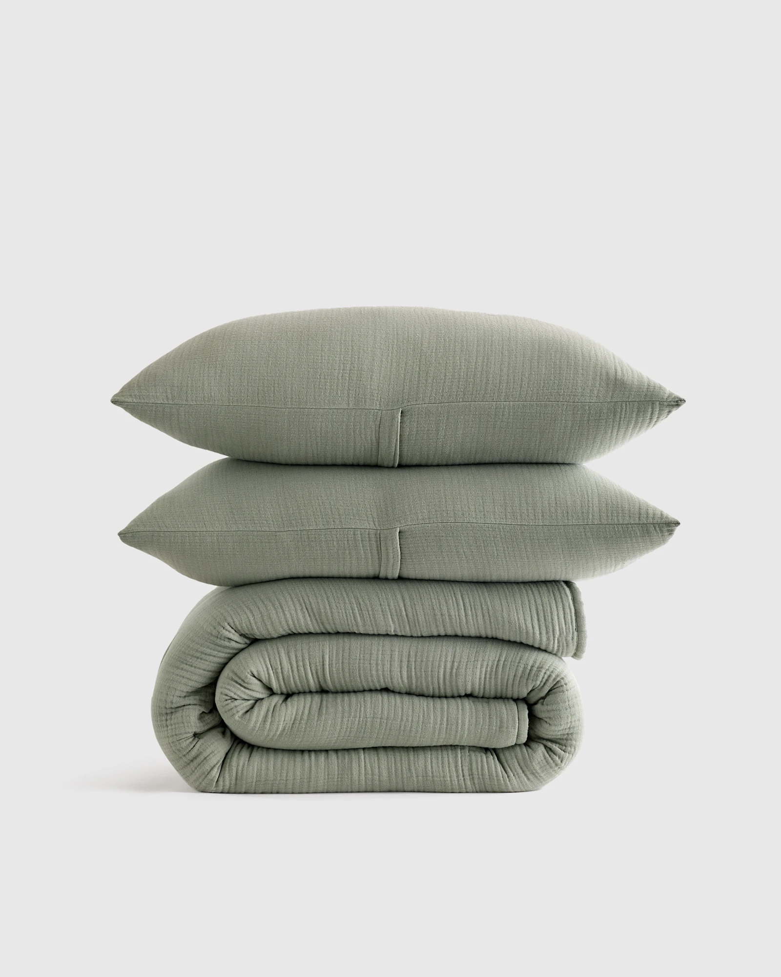 Organic Cotton Gauze Dream Quilt Set - Charcoal, King/Cal King