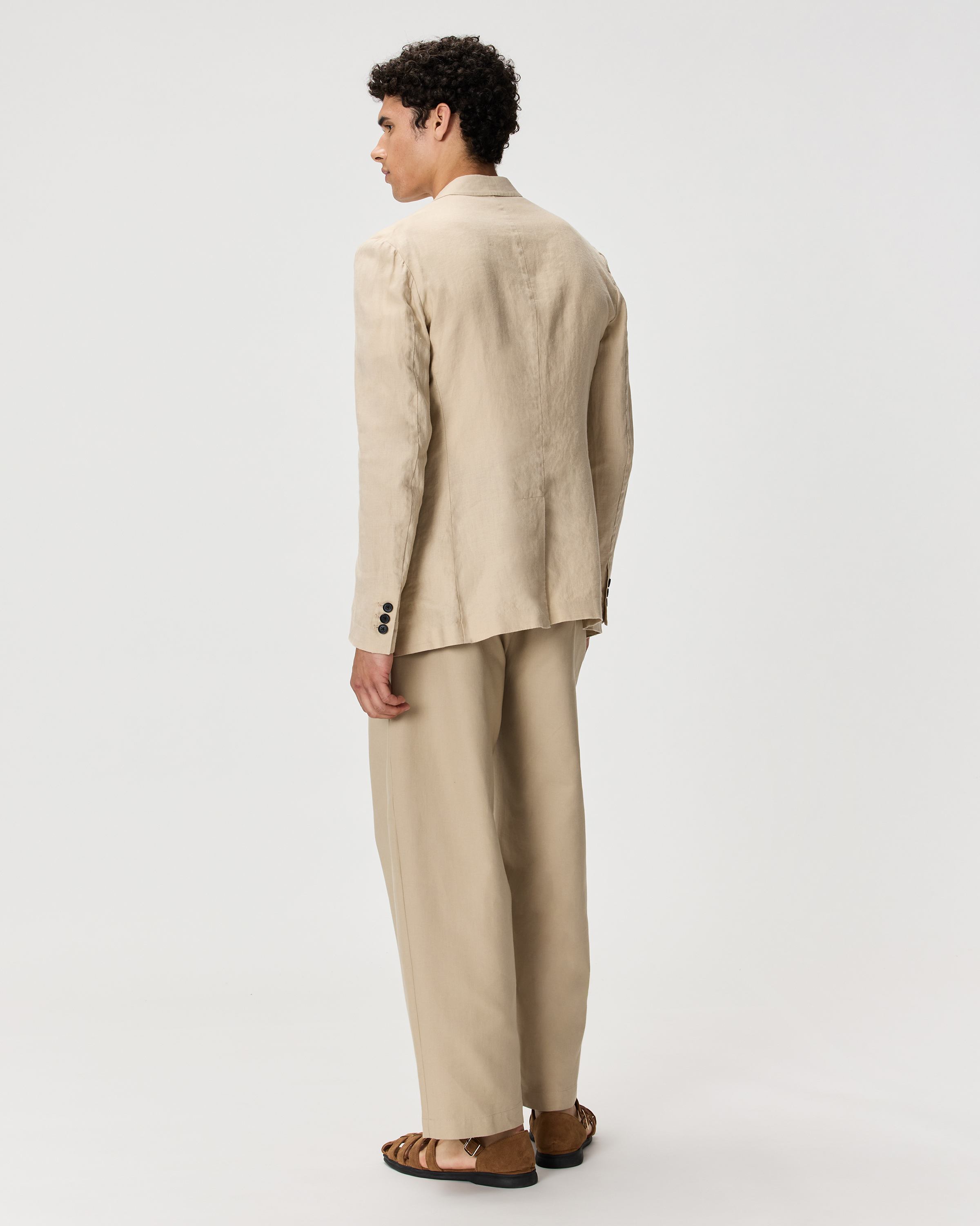 ジャケット・アウター 80s 90s EURO linen tailored jacket beige 100% European Linen Blazer