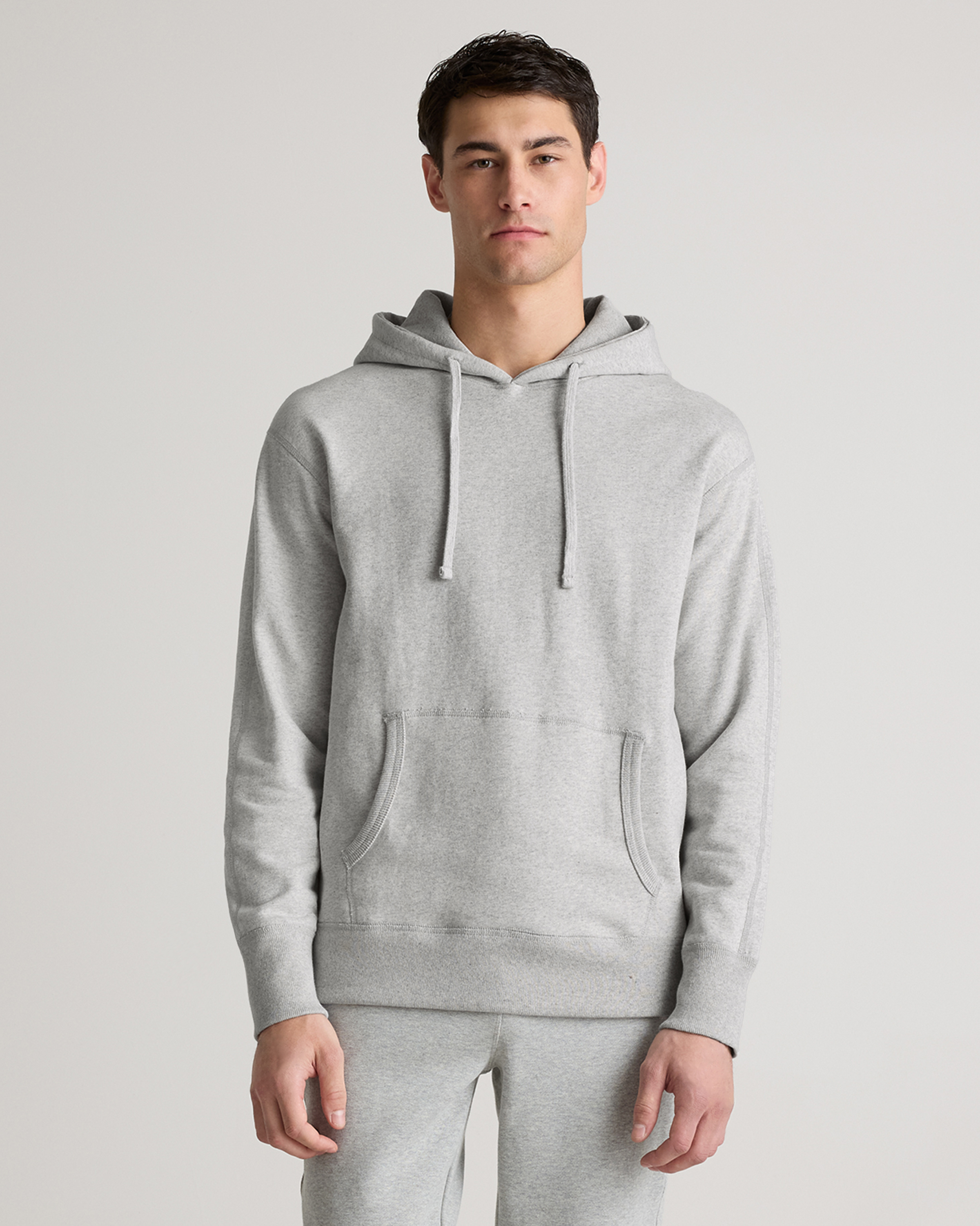 Light Heather Grey Organic Midweight French Terry Pullover Hoodie