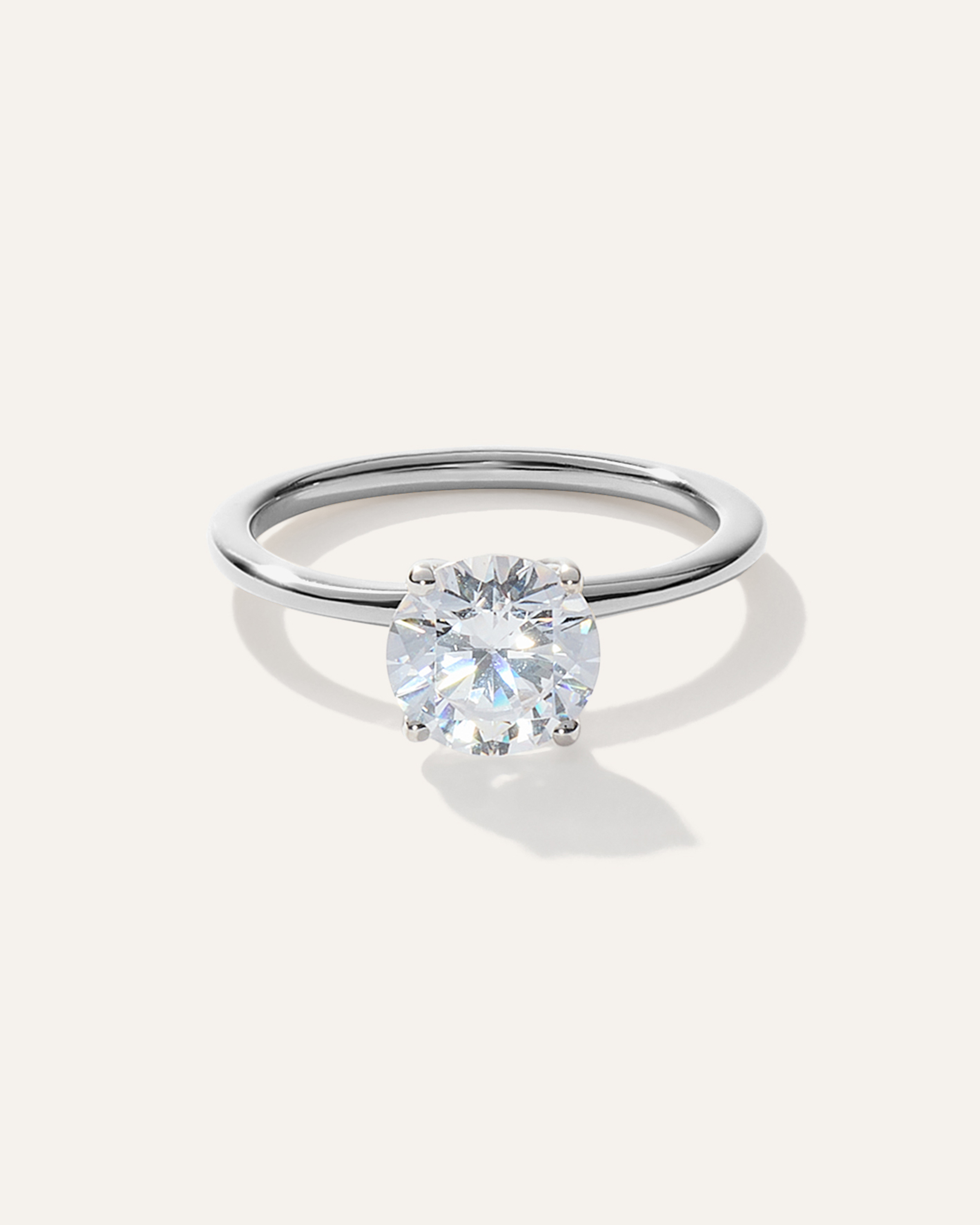 Platinum Lab Grown Diamond Round Petite Classic Engagement Ring - 1.50ct