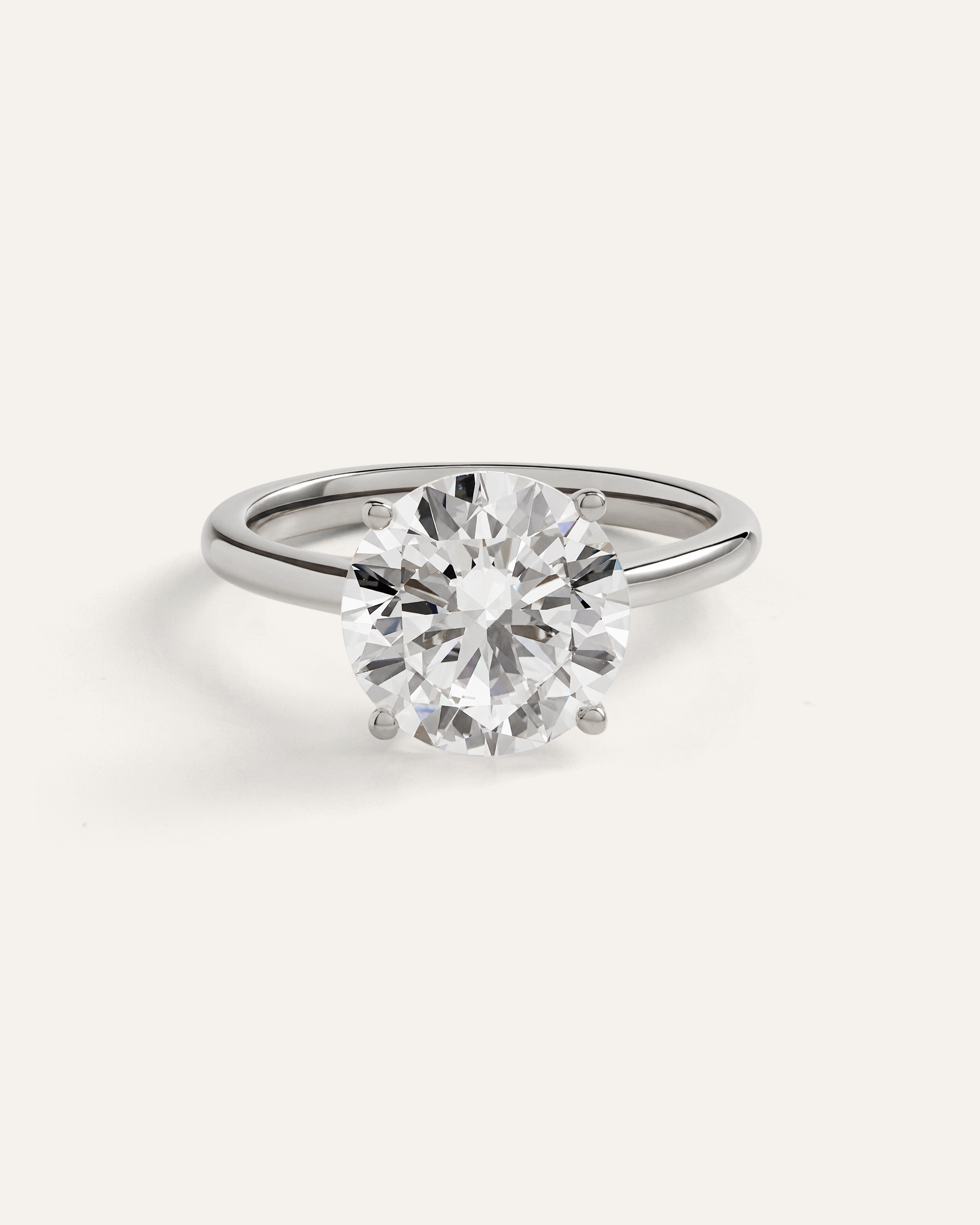 Platinum Lab Grown Diamond Round Trellis Cathedral Engagement Ring - 4ct