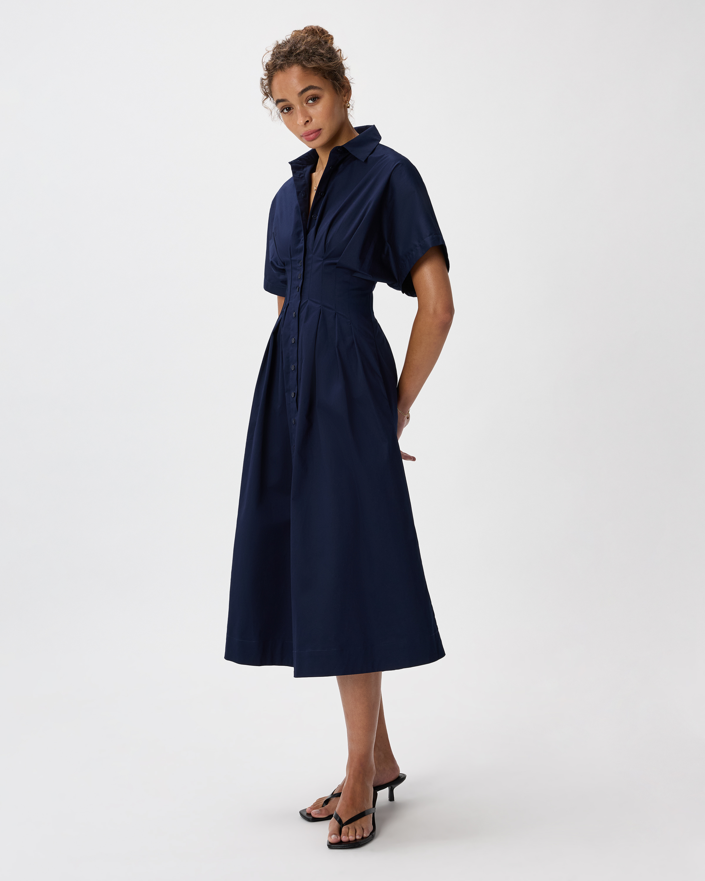 navy blue shirt dress womens Camp Dress | Navy Linen Short Sleeve Shirt Dress