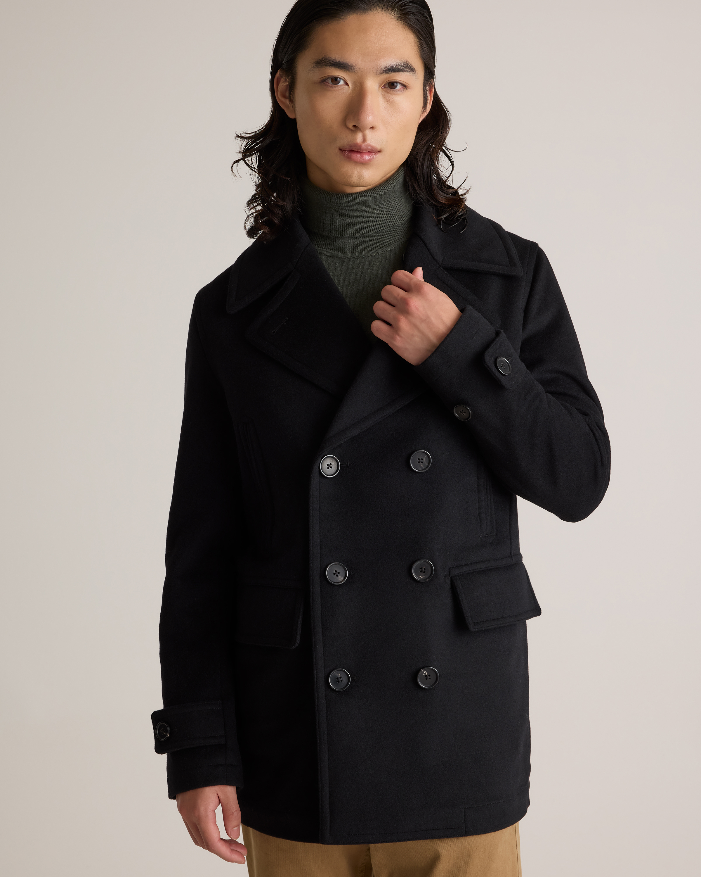 ジャケット・アウター 24aw Super160'sWOOLDOUBLECLOTH PEA COAT Super160's WOOL DOUBLE CLOTH PEA COAT｜TOP BLACK – Cornier