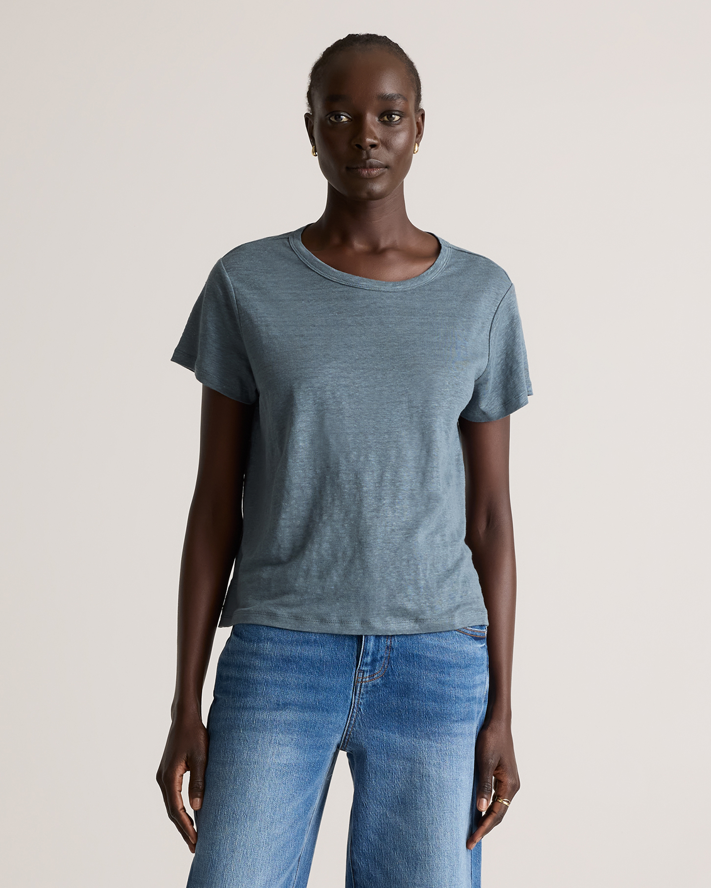 Aegean Blue 100% European Linen Jersey Tee