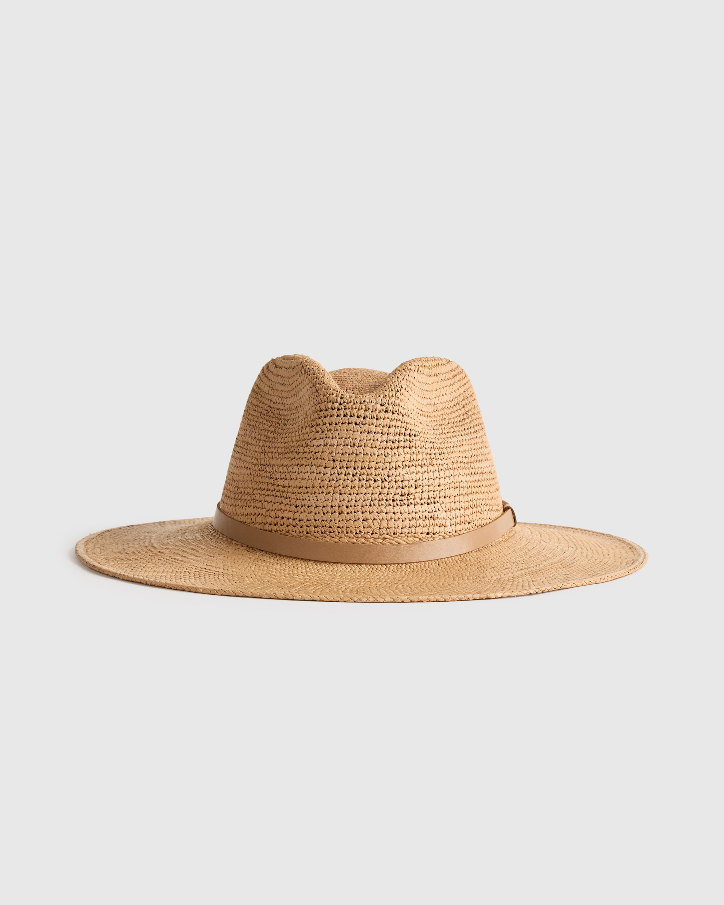Rustic Tan Toquilla Straw Crochet Fedora