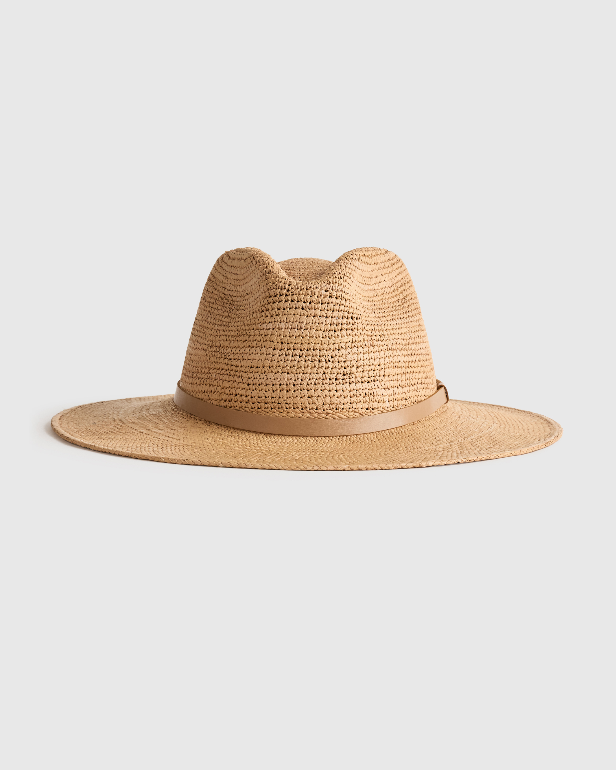 Rustic Tan Toquilla Straw Crochet Fedora
