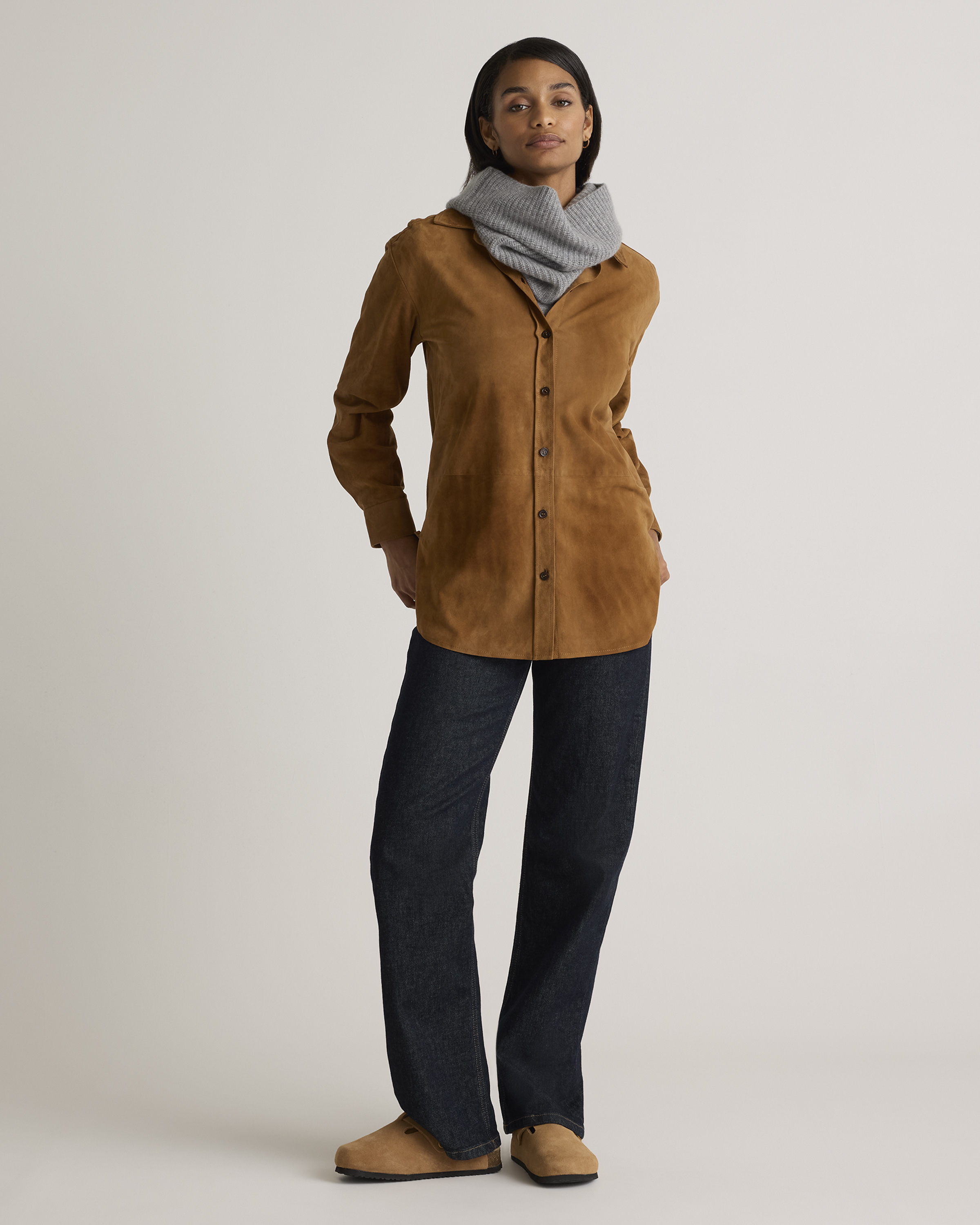 Mongolian Cashmere Snood in Heather Grey