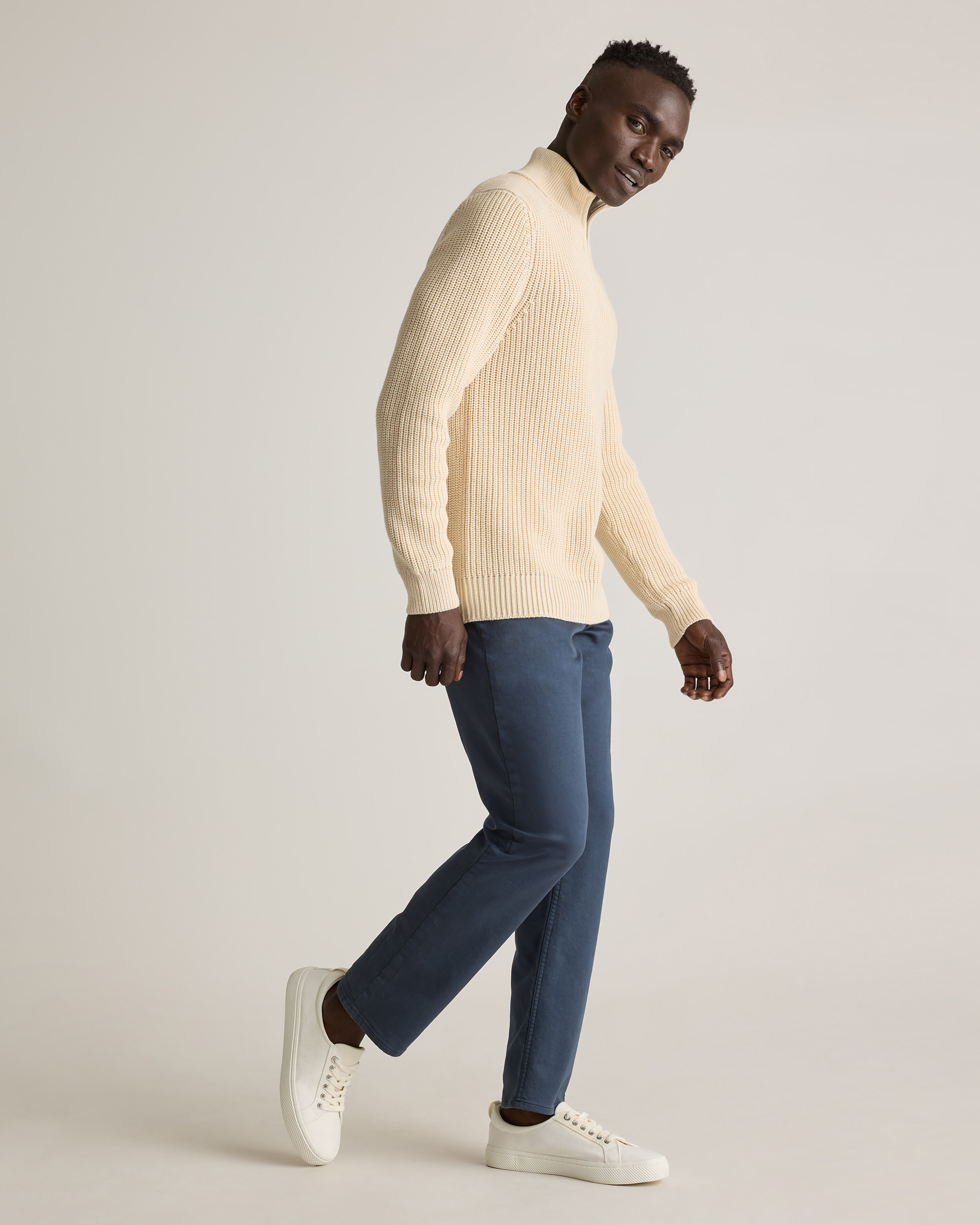 100% Organic Cotton Fisherman Quarter-Zip Sweater