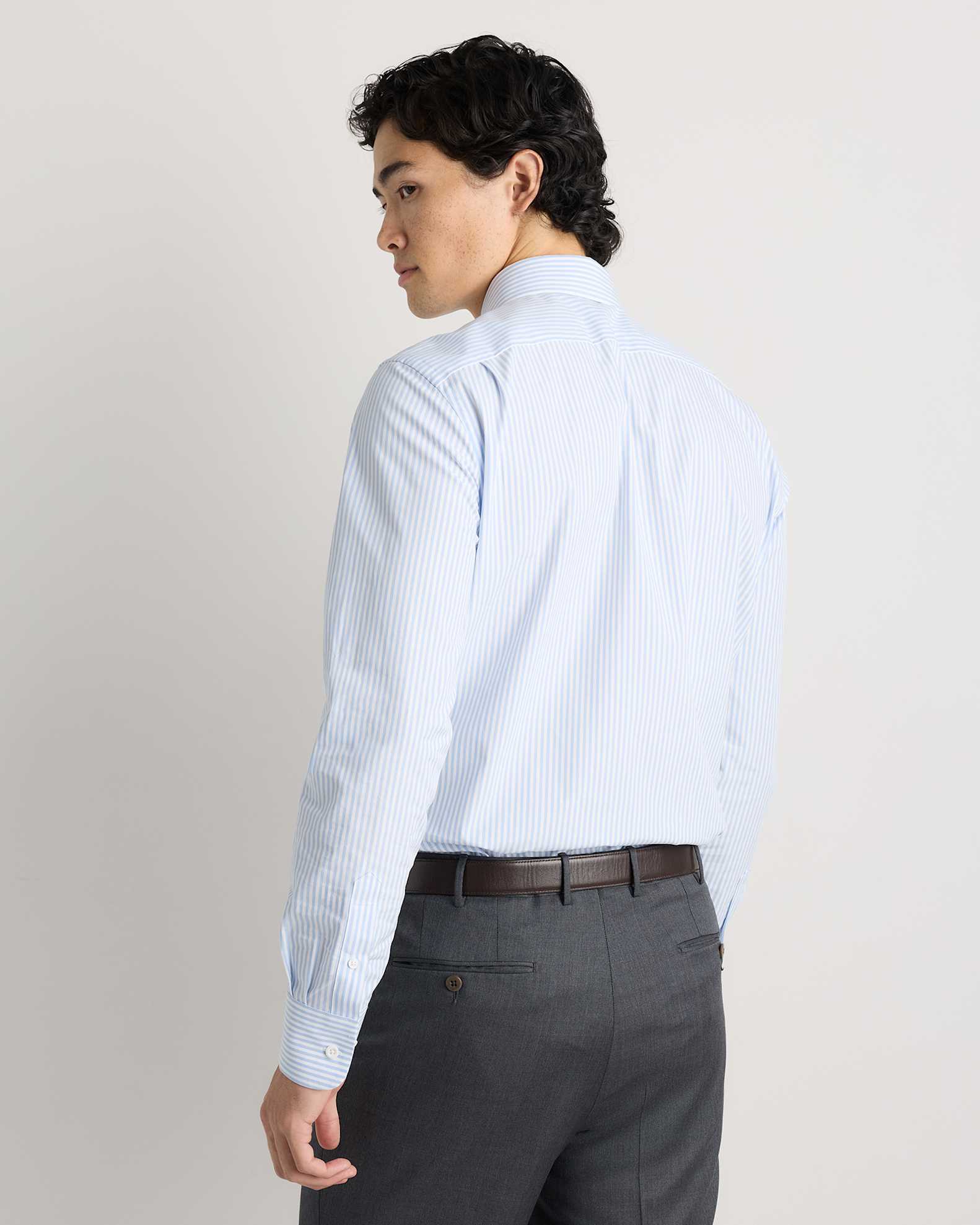 Men's Stretch Poplin Dress Shirt in Light Blue Stripe, Size XXL, Organic Cotton by Quince Men's Stretch Poplin Dress Shirt in Light Blue Stripe, Size XXL, Organic Cotton by Quince
