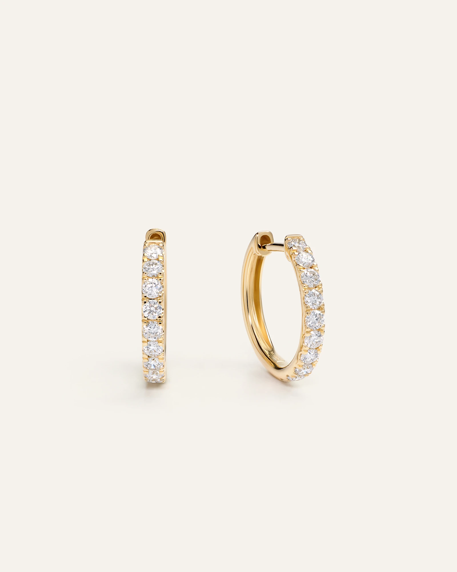 14K Gold Lab Grown Diamond Jumbo Huggies - 12mm