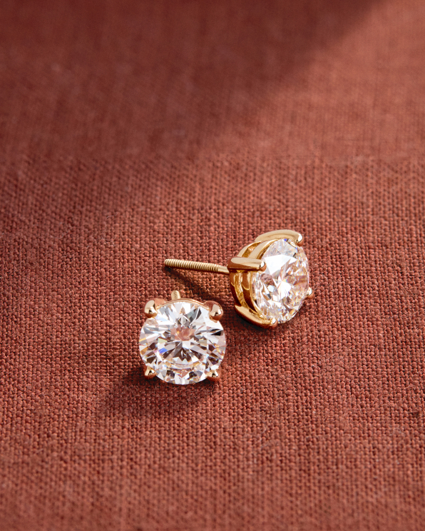 Yellow Gold 14K Gold Lab Grown Diamond Four-Prong Solitaire Studs
