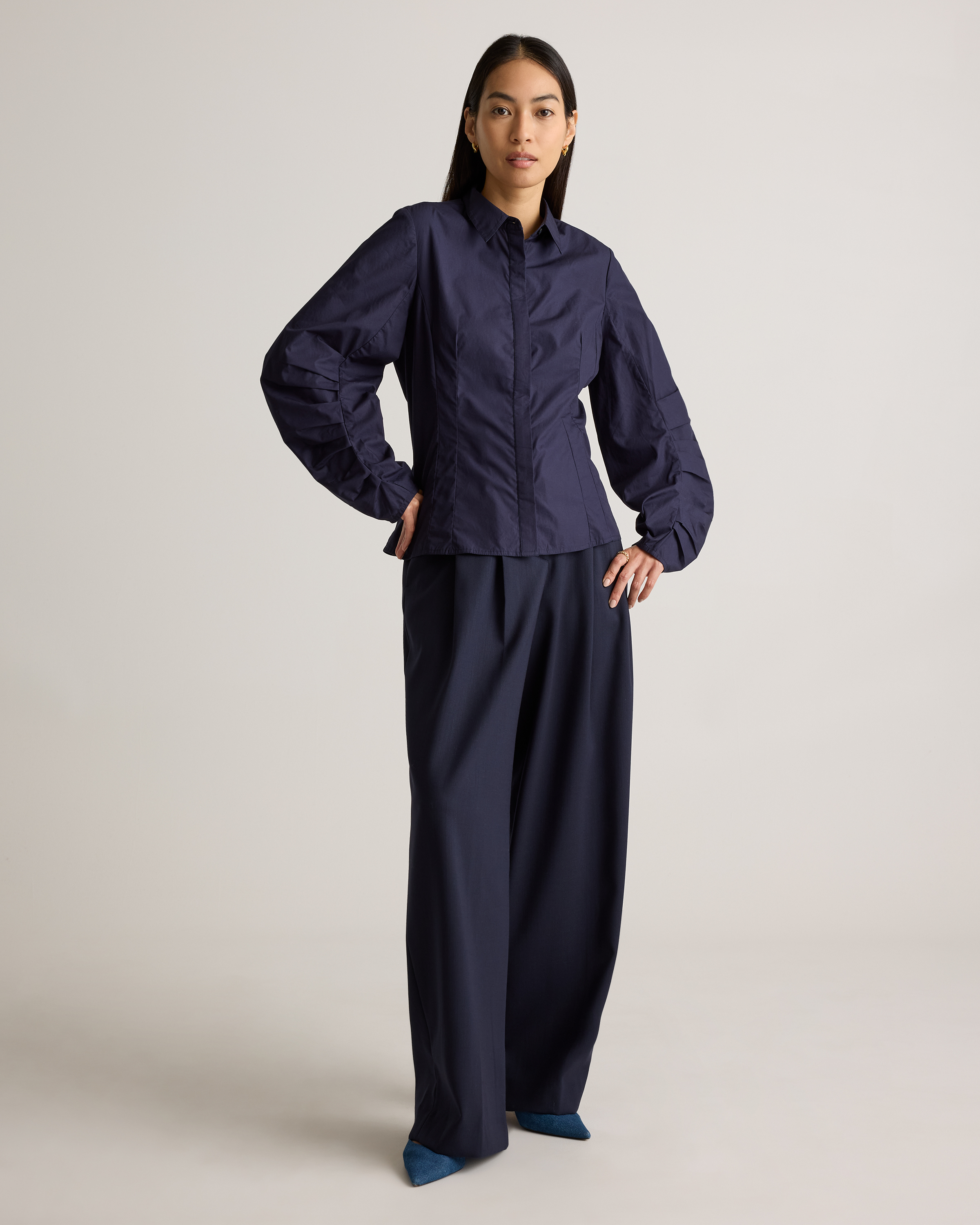 100% Organic Cotton Poplin Balloon Sleeve Shirt