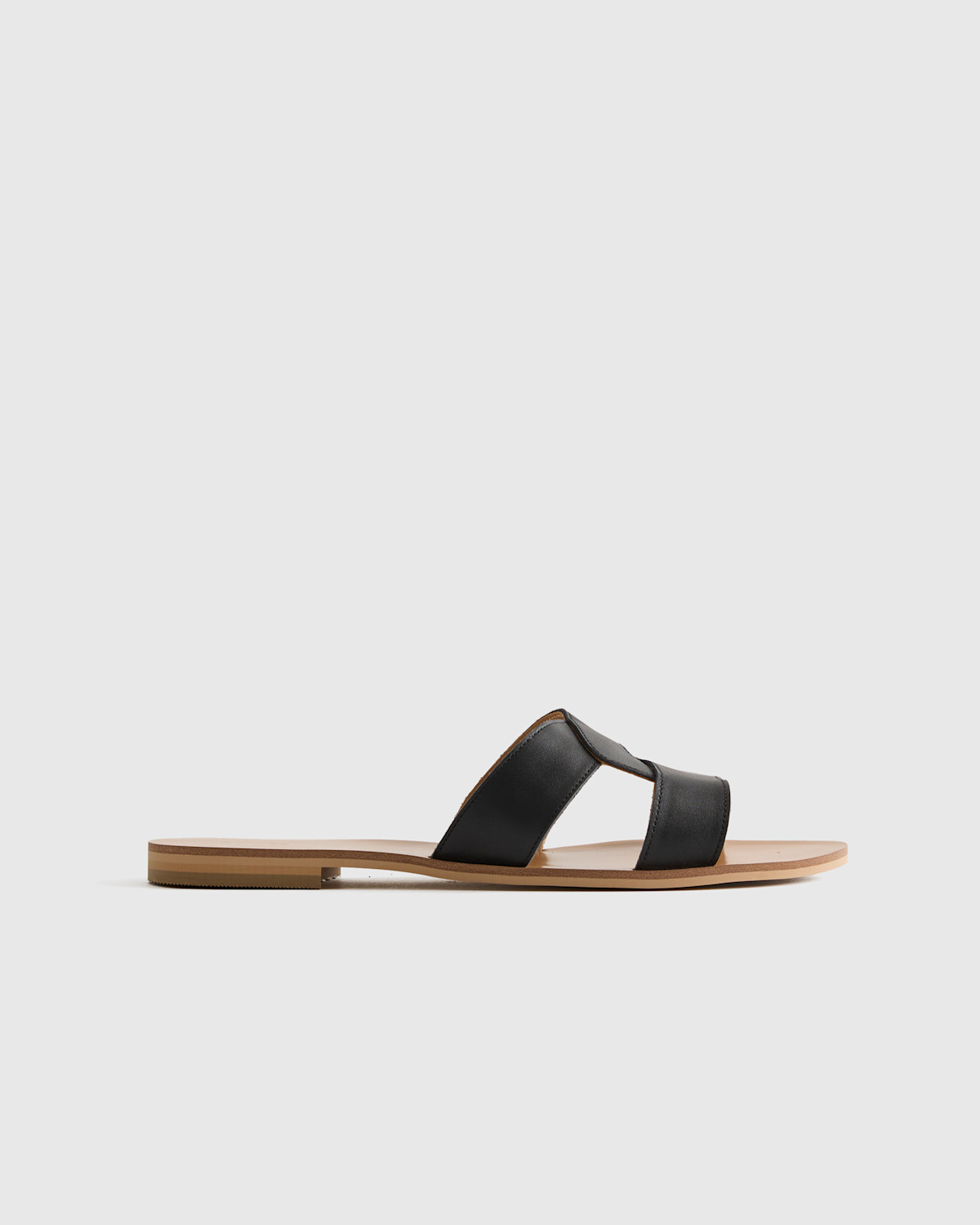 QUINCE Italian Leather Cutout Slide Sandal