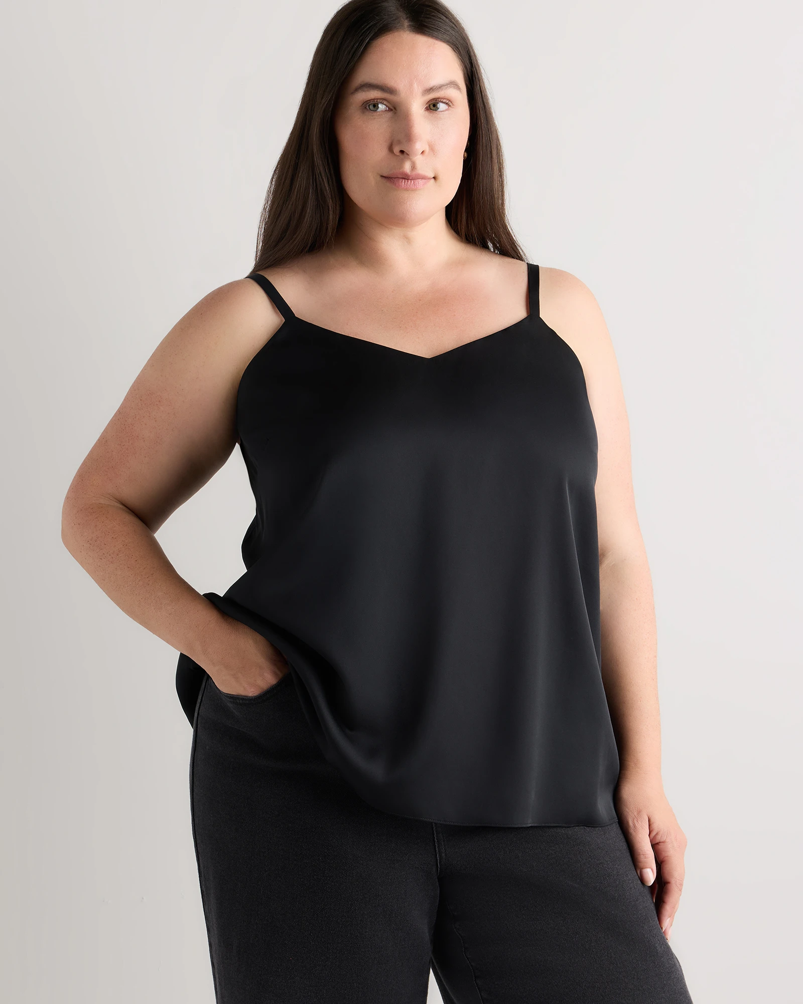 Washable Stretch Silk V-Neck Cami - Plus Size