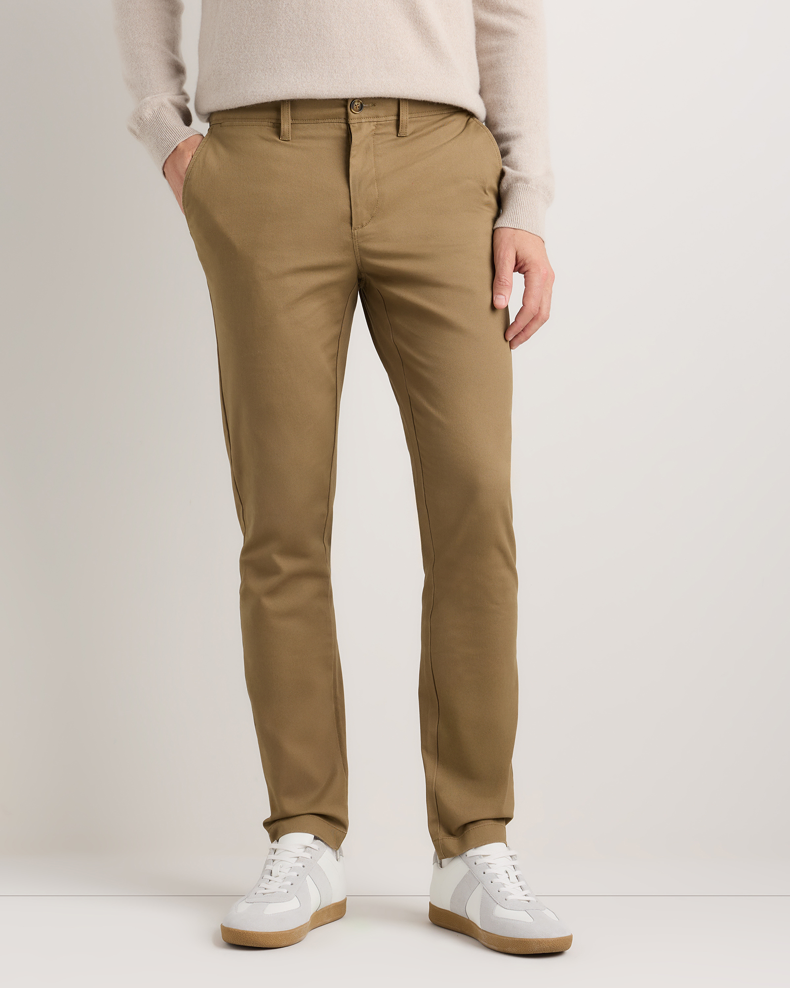 Brown Organic Cotton Stretch Chino Pants - Slim