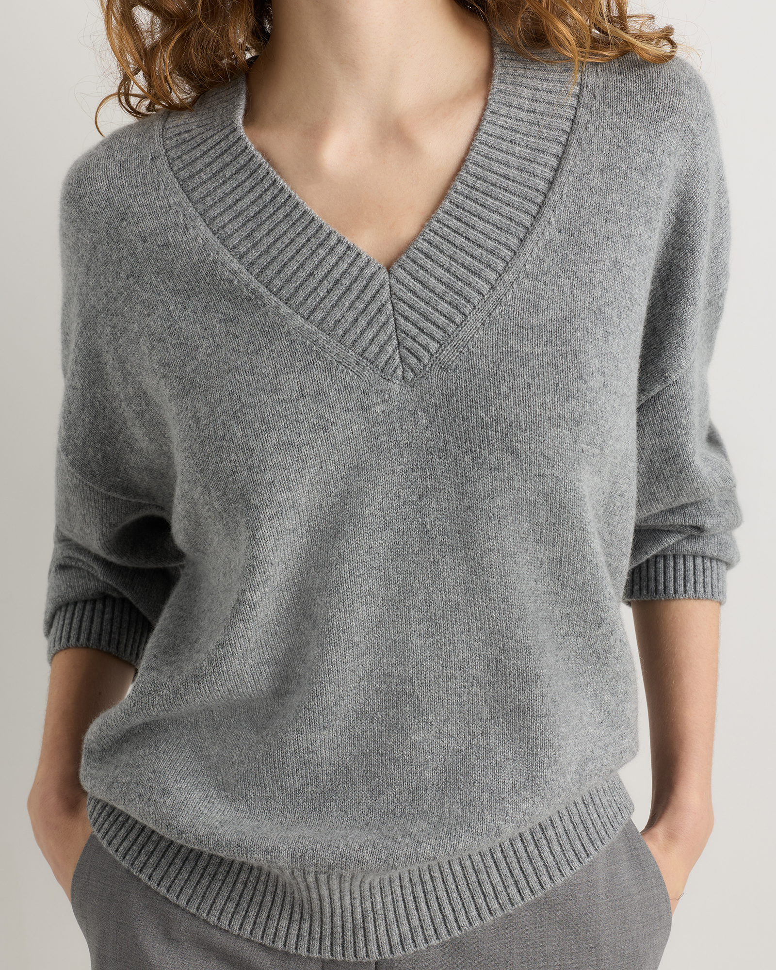 Mongolian Cashmere Oversized V-Neck Sweater