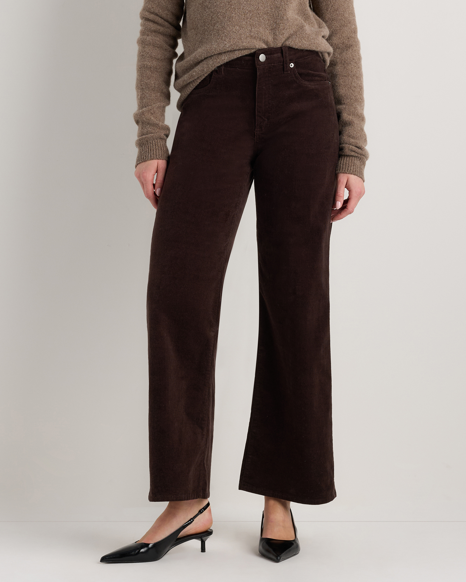 Espresso Organic Stretch Corduroy Wide Leg Pants