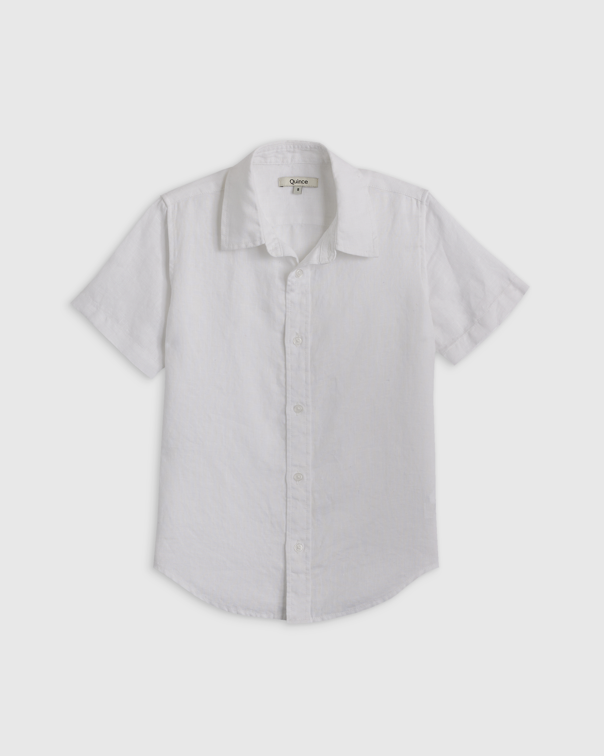 White 100% European Linen Short Sleeve Shirt