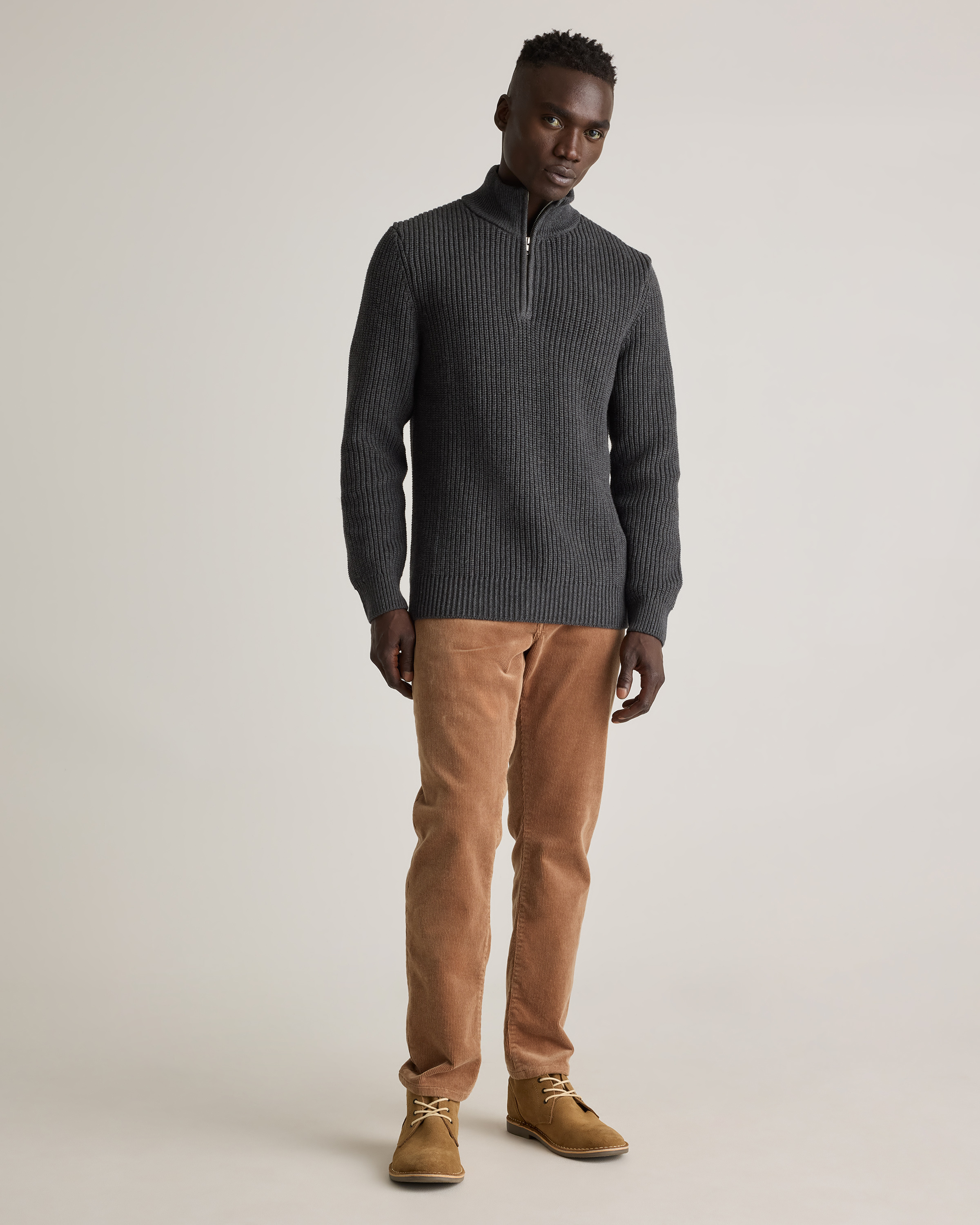 100% Organic Cotton Fisherman Quarter-Zip Sweater