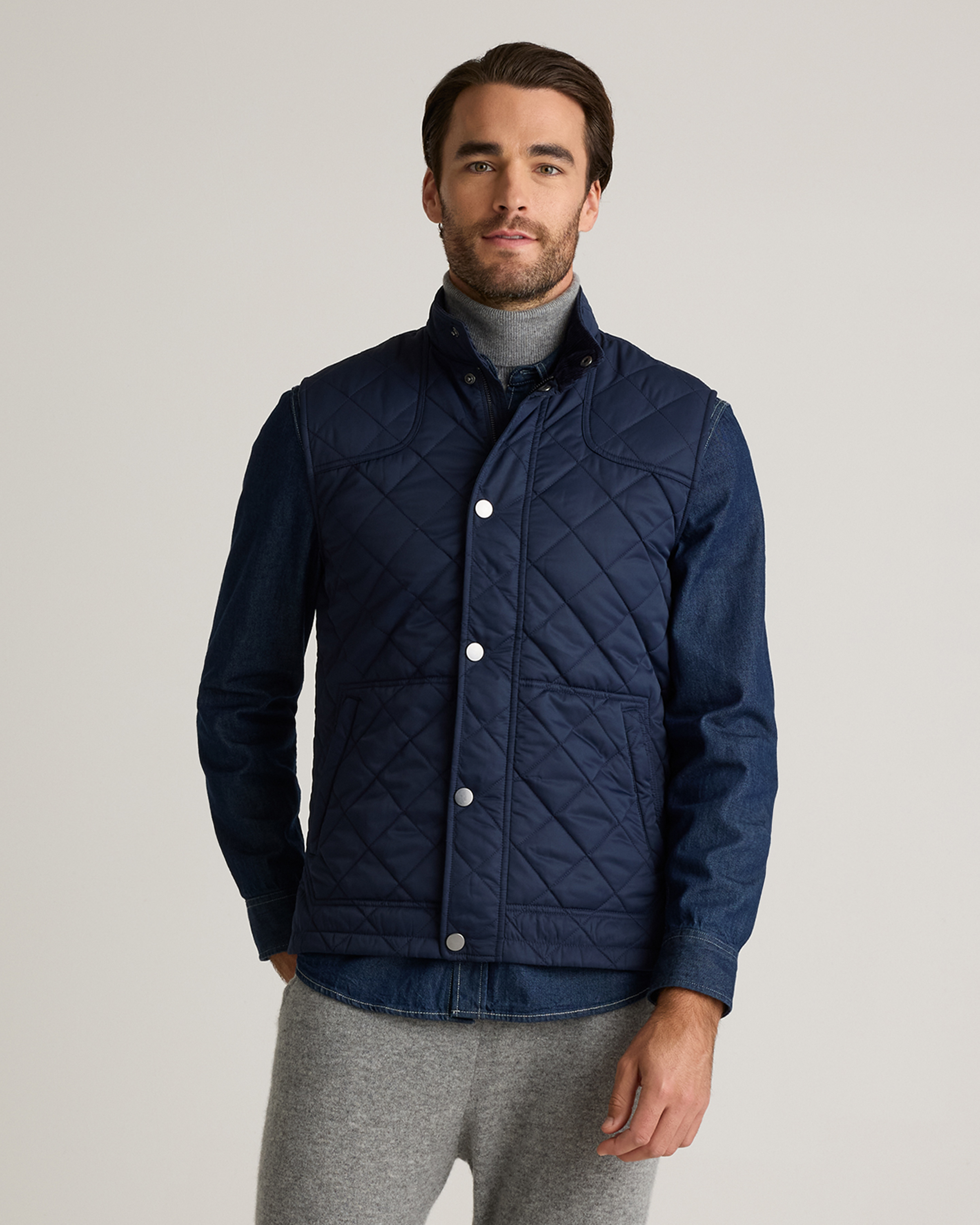 Quince Men's Featherless Quilted Vest In Admiral