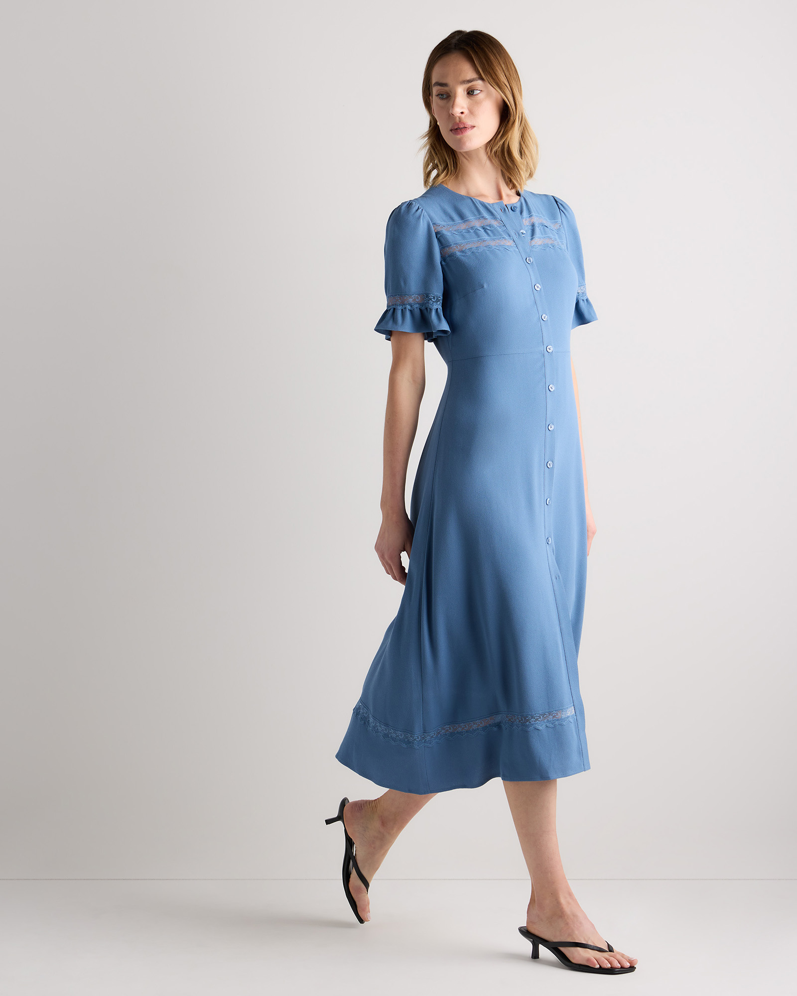 knee length dresses for ladies Annita Crepe Halter Midi Dress / Black | Meshki