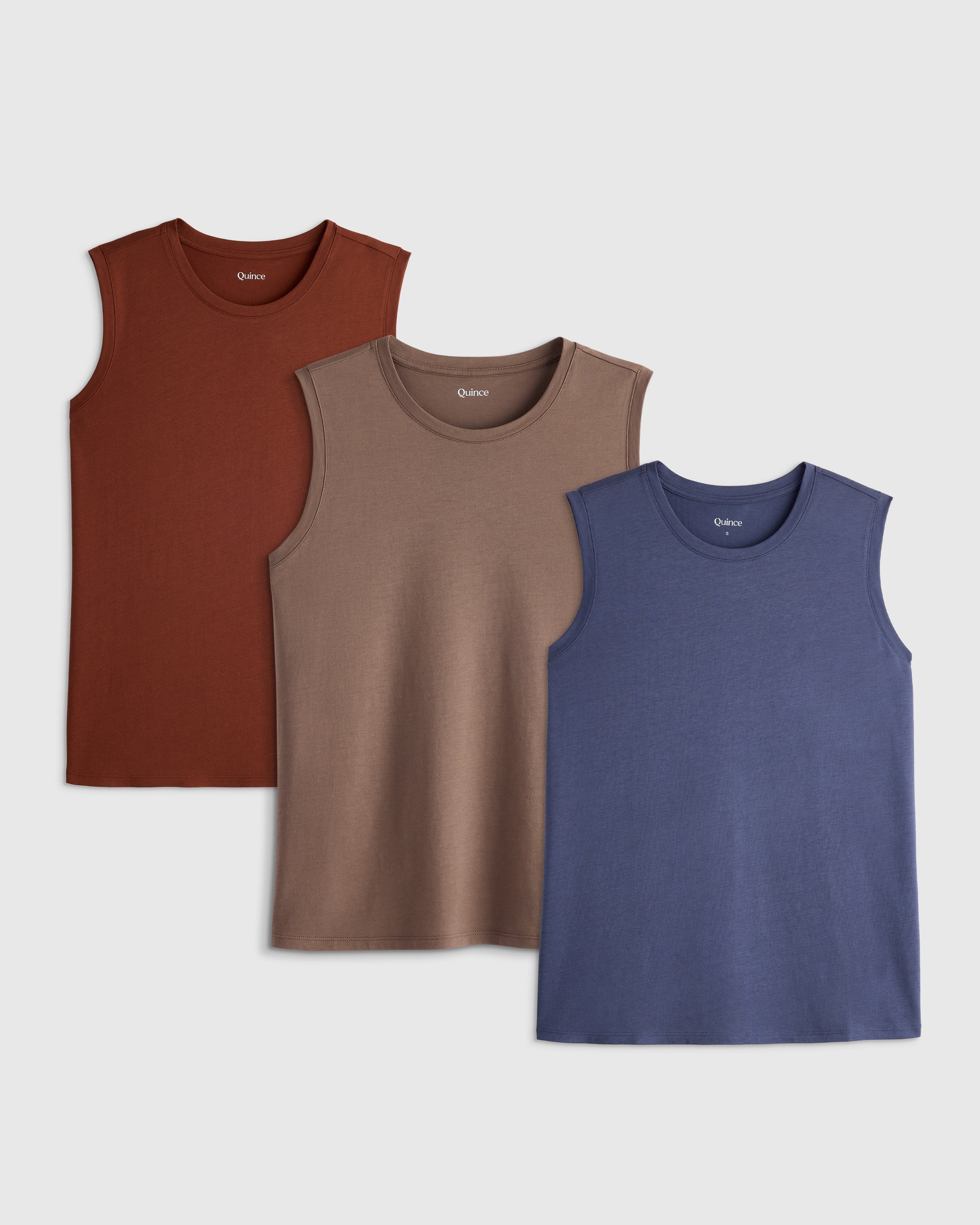 Cotton Modal Muscle Tank 3 Pack Bundle red wood brown